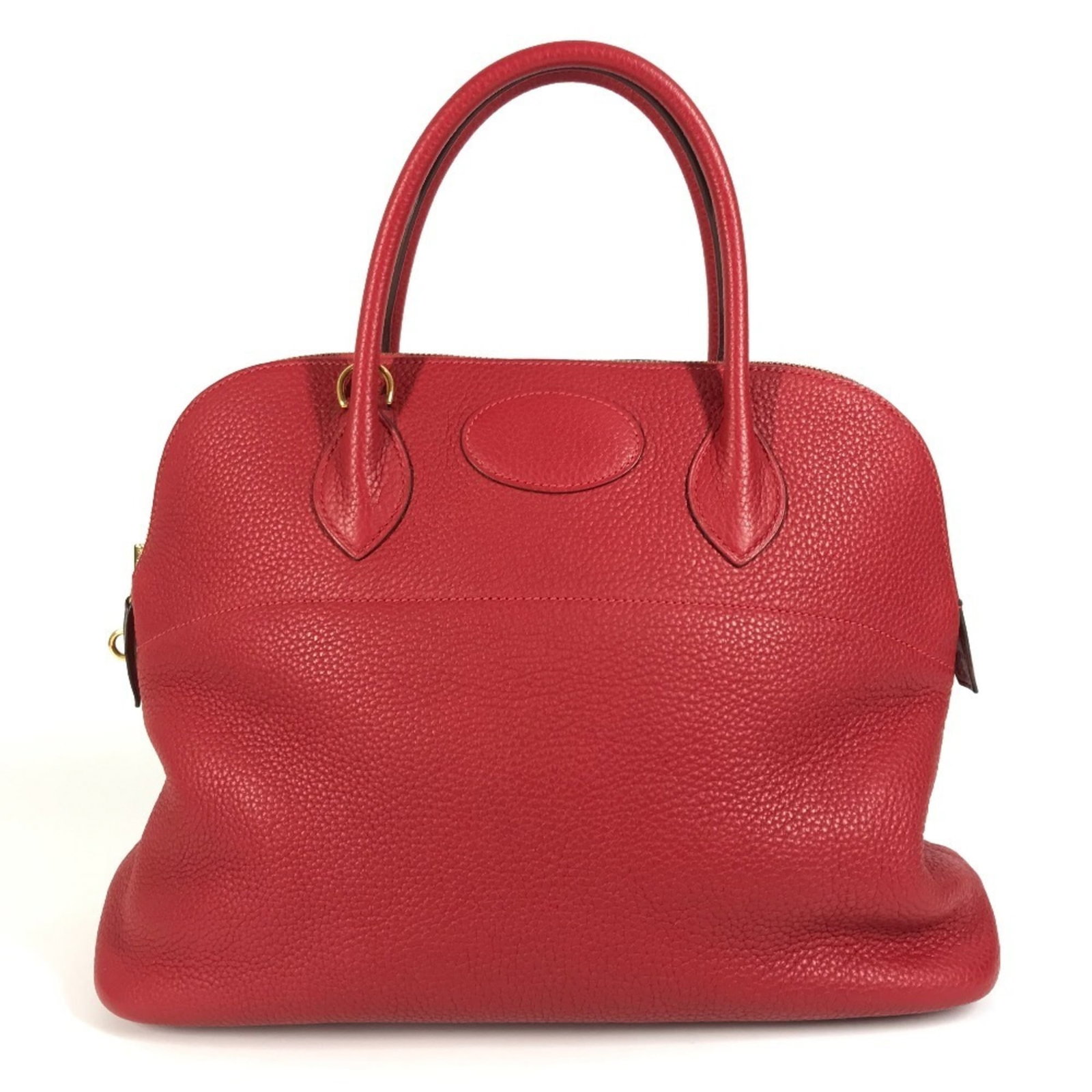Hermes Handbag Tote Bag Taurillon Clemence Leather: Hermes Handbag Tote Bag Taurillon Clemence Leather Taurillon Clemence Leather Red Handbag Tote Bag from Hermes, featuring gold hardware and a classic design. This used tote bag has some scratches and