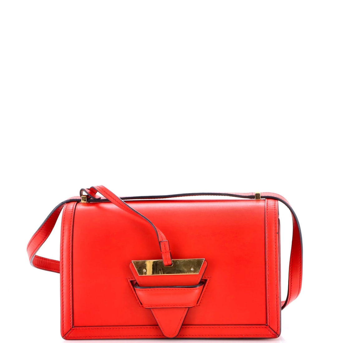 Barcelona leather shoulder bag medium: Barcelona leather shoulder bag medium The Barcelona leather shoulder bag medium boasts a striking red exterior, complemented by rich black interior and gold hardware. With its sturdy handles and adjus