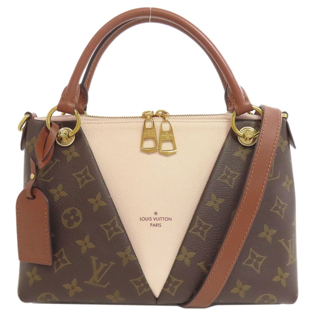 Monogram Canvas Bb M44520 V Tote Louis Vuitton Handbag: Monogram Canvas Bb M44520 V Tote Louis Vuitton Handbag Monogram canvas exterior adds a touch of classic Louis Vuitton style to this brown tote bag. The iconic design features the signature LV