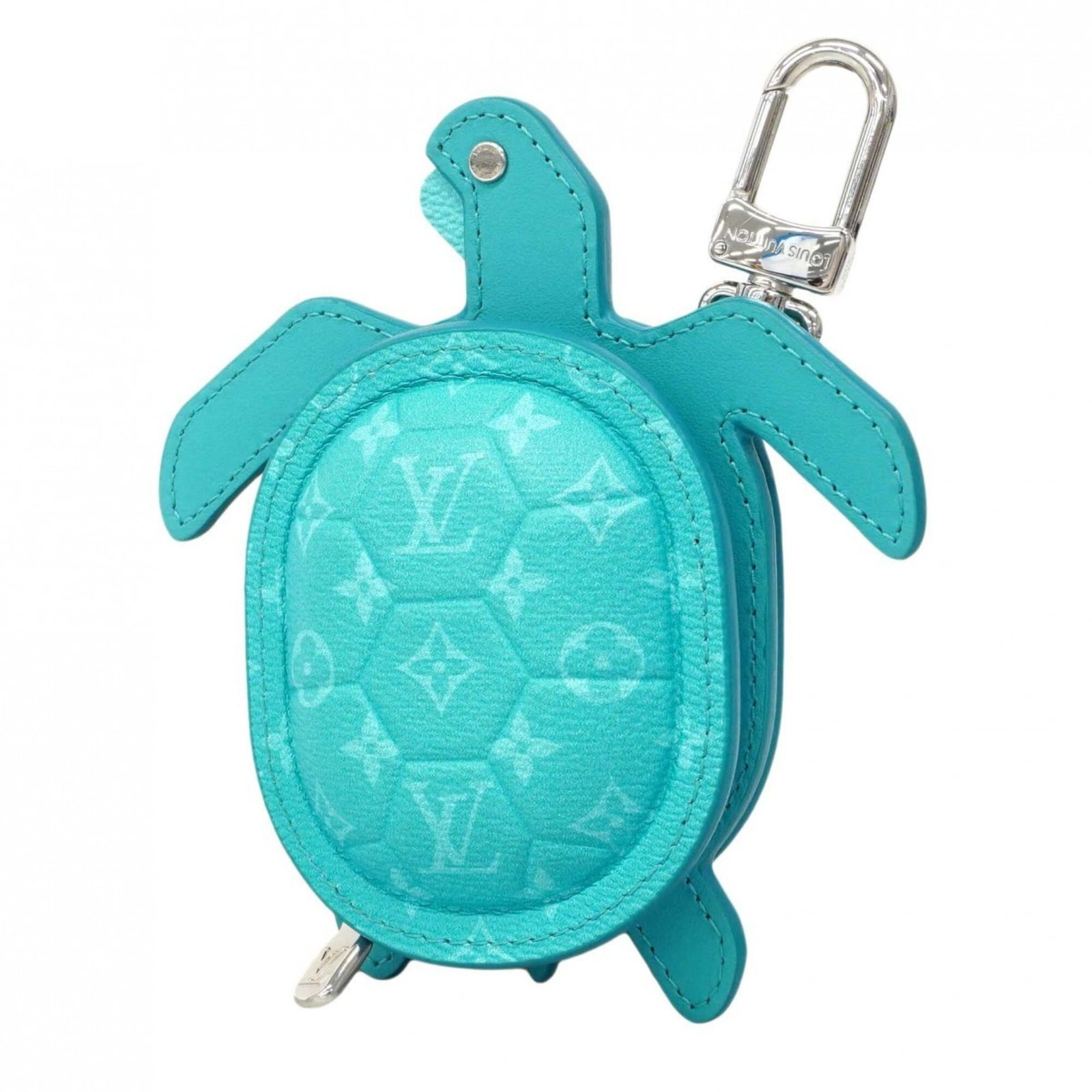 Keyring from Louis Vuitton: Keyring from Louis Vuitton Turquoise Keyring from Louis Vuitton, featuring the iconic brand's signature style. Measuring 13cm x 11cm x 2.5cm, this keyring showcases a few subtle signs of usage, includ