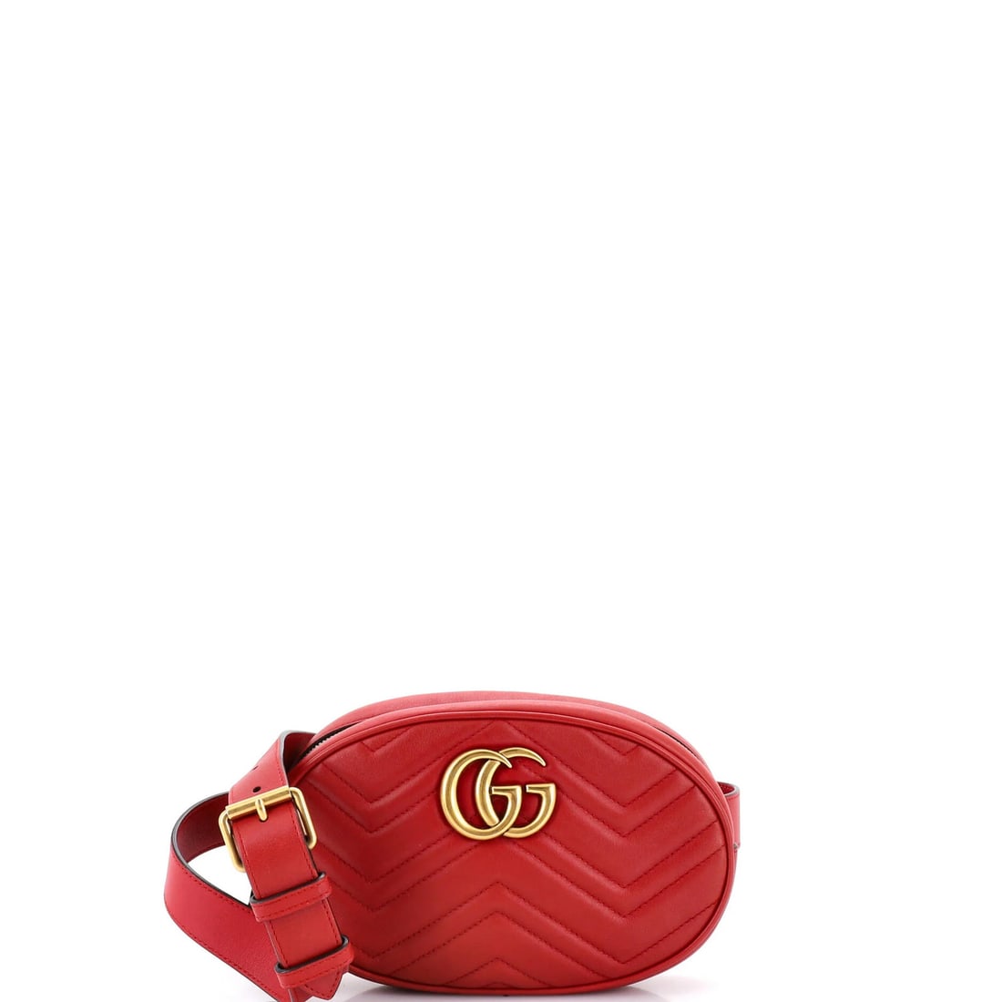 Gucci GG Marmont Belt Bag Matelasse Leather: Gucci GG Marmont Belt Bag Matelasse Leather Gucci GG Marmont Belt Bag Matelasse Leather features a striking red exterior made from high-quality matelasse leather, complemented by neutral interior and 