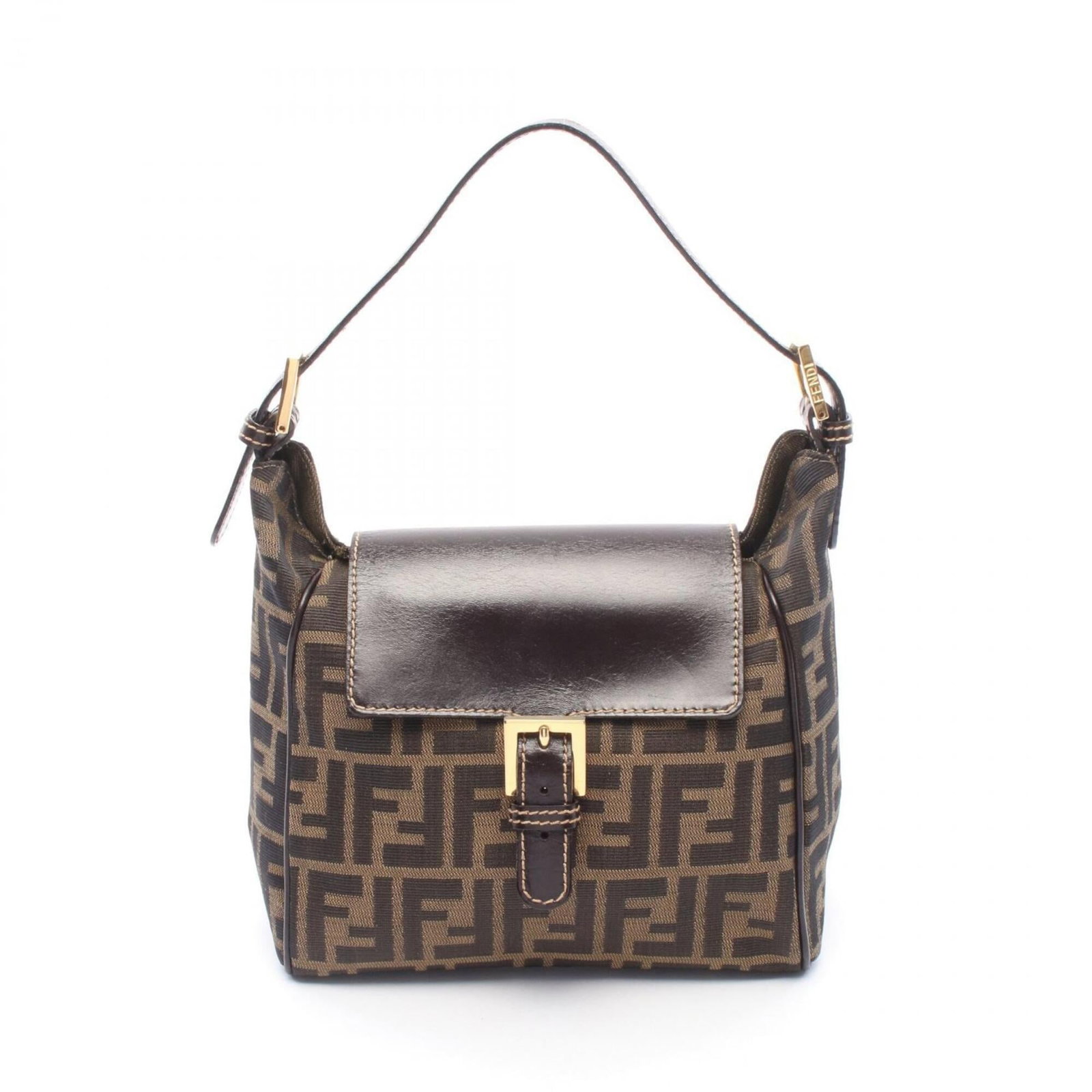 Fendi Handbag Shoulder Bag Canvas Leather: Fendi Handbag Shoulder Bag Canvas Leather Brown Fendi Handbag Shoulder Bag with Canvas and Leather Details. This used, very good condition shoulder bag features canvas and leather materials in a class