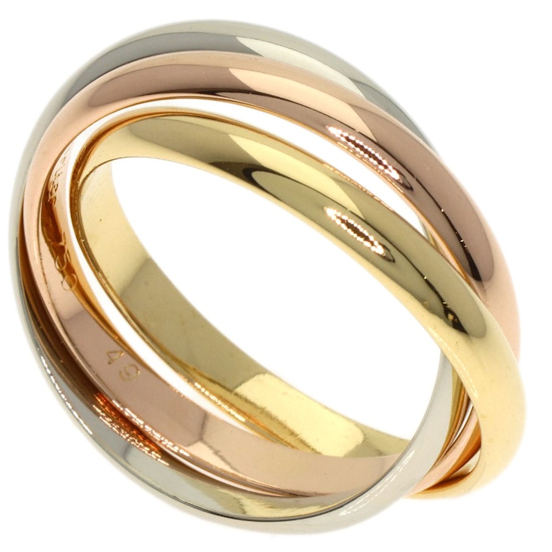K18 Yellow Gold K18 White Gold Cartier Trinity Sm #49 Ring: K18 Yellow Gold K18 White Gold Cartier Trinity Sm #49 Ring K18 Yellow Gold Cartier Trinity Sm #49 Ring features K18 gold metal with a gold exterior, showcasing the brand's signature style. This ring