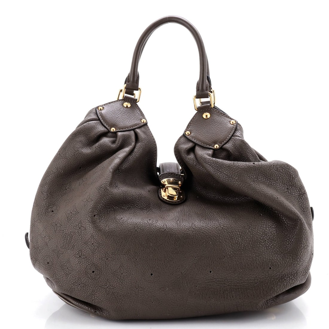 XL Hobo Mahina Leather from Louis Vuitton: XL Hobo Mahina Leather from Louis Vuitton The Louis Vuitton XL Hobo Mahina Leather features a rich brown exterior made from high-quality leather, with a classic hobo style and gold hardware.