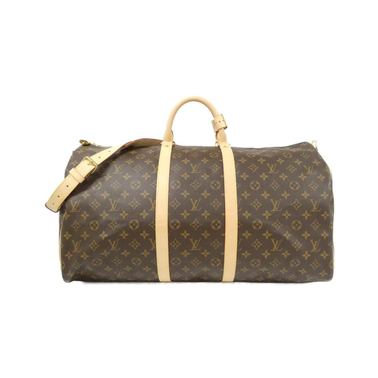 Canvas coated bag Boston from Louis Vuitton: Canvas coated bag Boston from Louis Vuitton This Louis Vuitton Boston bag features coated canvas material and gold hardware, with a classic marron color. The bag has been used and shows some signs of