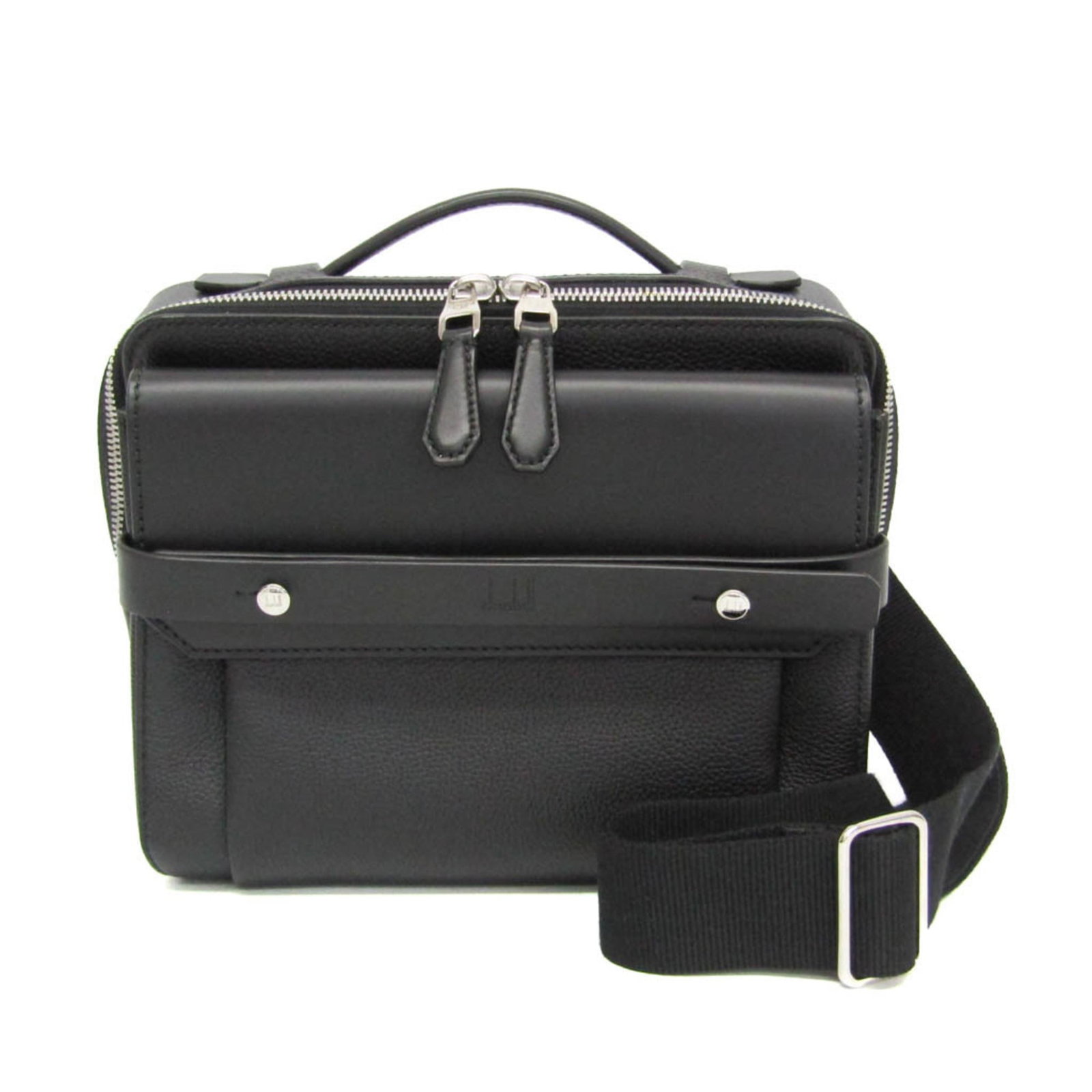 Shoulder bag leather handbag Dunhill: Shoulder bag leather handbag Dunhill Black leather shoulder bag from Dunhill, featuring a zipper closure and flap pocket. With its classic design and durable construction, this handbag is perfect for 