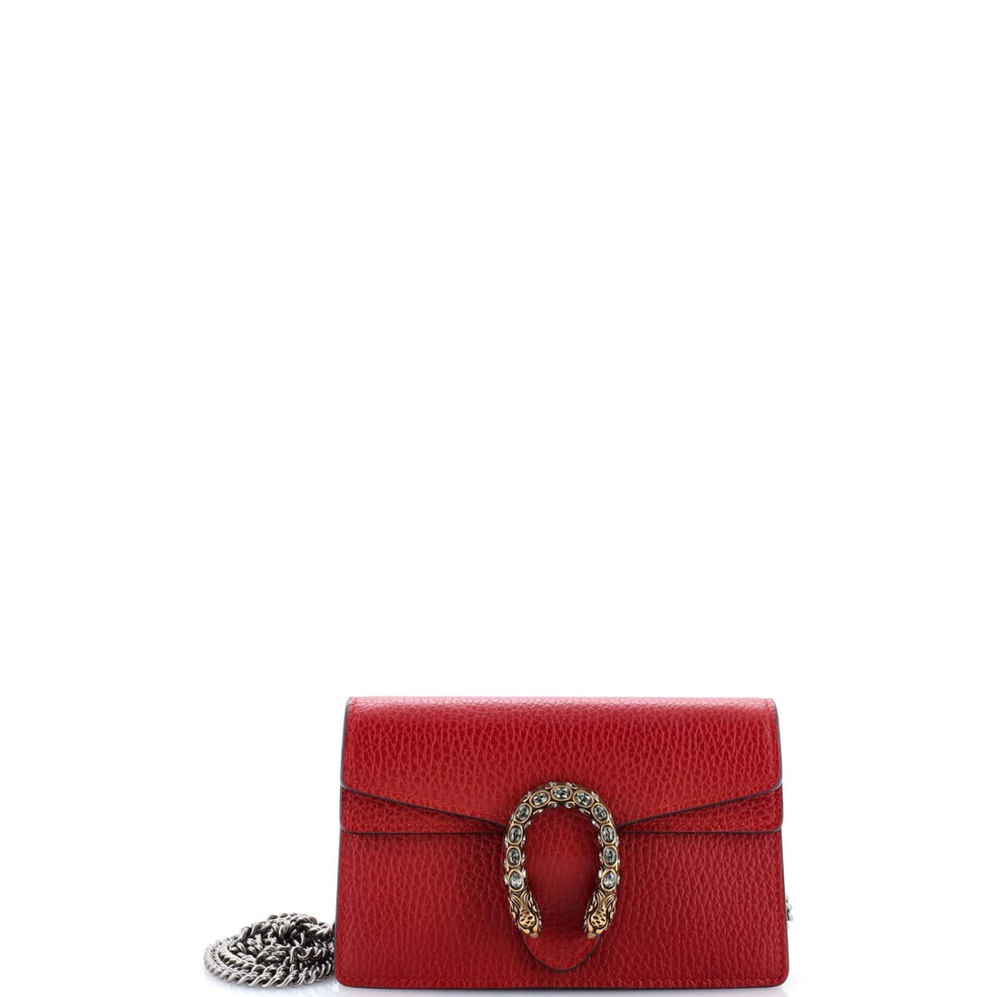 Super Leather Mini Dionysus Bag Gucci: Super Leather Mini Dionysus Bag Gucci Super Leather Mini Dionysus Bag Gucci in bold red exterior, featuring the iconic design with minor scuffs and creases. The interior boasts neutral microfiber
