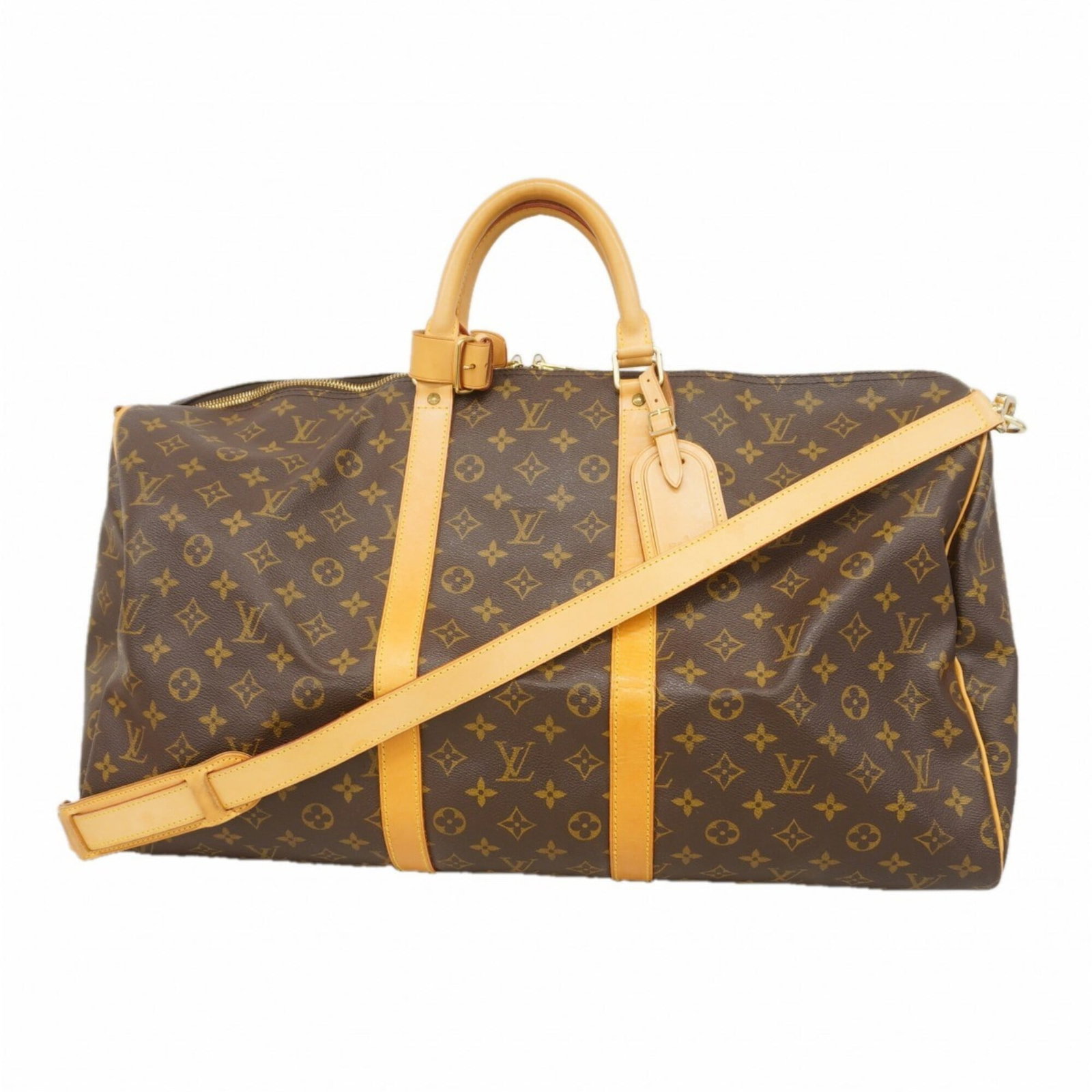 Boston Bag by Louis Vuitton: Boston Bag by Louis Vuitton Brown Louis Vuitton Boston Bag with Traces of Usage. This used bag features scratches and dirt, but remains in good condition. The classic design measures 30cm x 56cm x