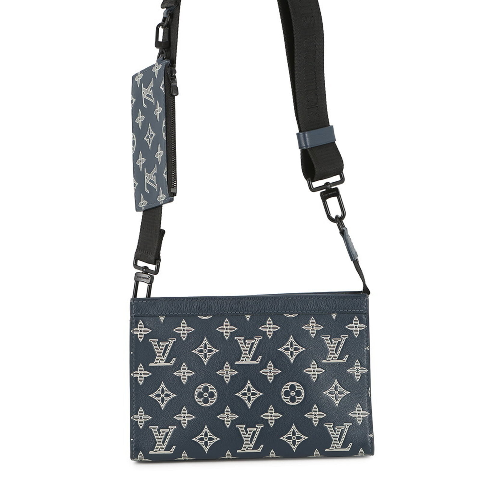 Shadow bag monogram by Louis Vuitton: Shadow bag monogram by Louis Vuitton Navy Shadow bag monogram by Louis Vuitton, featuring the iconic Monogram Shadow pattern in a versatile navy color. This pre-owned shoulder bag boasts a sturdy desi