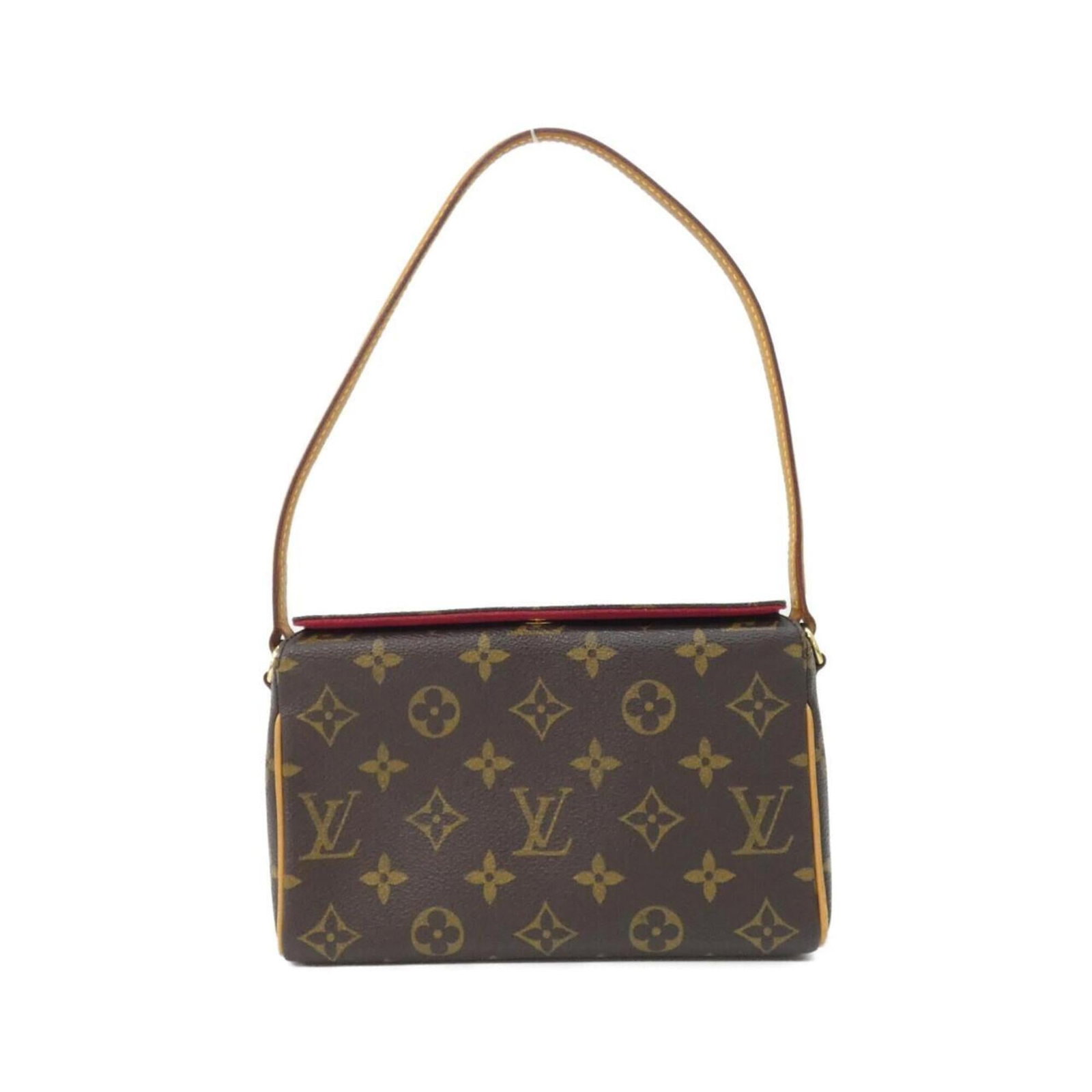 Canvas coated handbag Louis Vuitton: Canvas coated handbag Louis Vuitton This Louis Vuitton handbag boasts its iconic coated canvas exterior in a rich Marron hue, complemented by gold-toned hardware. The bag's classic design and