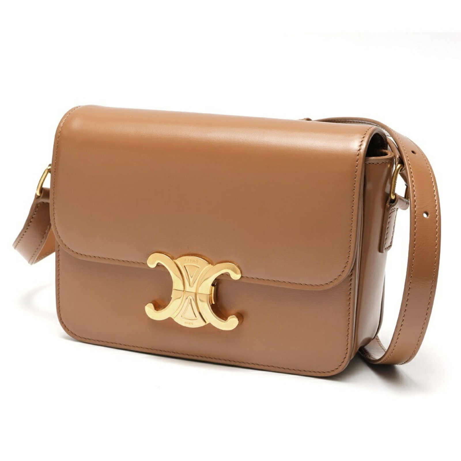 Celine bag shoulder leather: Celine bag shoulder leather Brown Celine shoulder bag made from high-quality leather, featuring a classic design with some scratches and dirt visible. The bag measures 13.5cm x 18.5cm x 7cm and is in