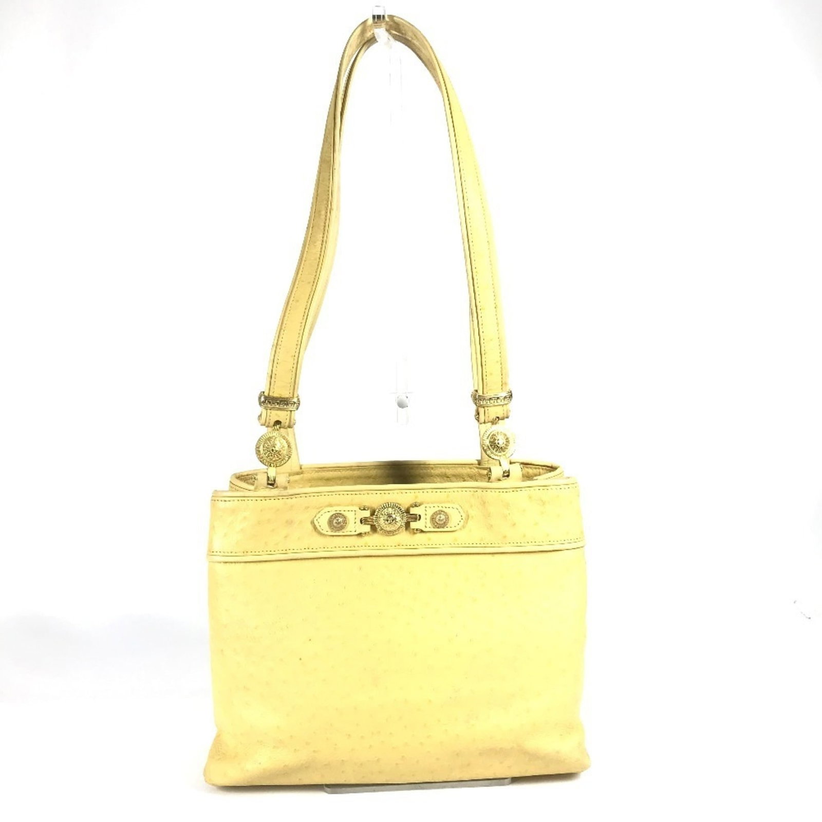 Versace Shoulder Bag Tote Bag Leather: Versace Shoulder Bag Tote Bag Leather Versace's iconic yellow leather shoulder bag tote offers a chic and stylish solution for everyday essentials. With its classic design and durable construction,