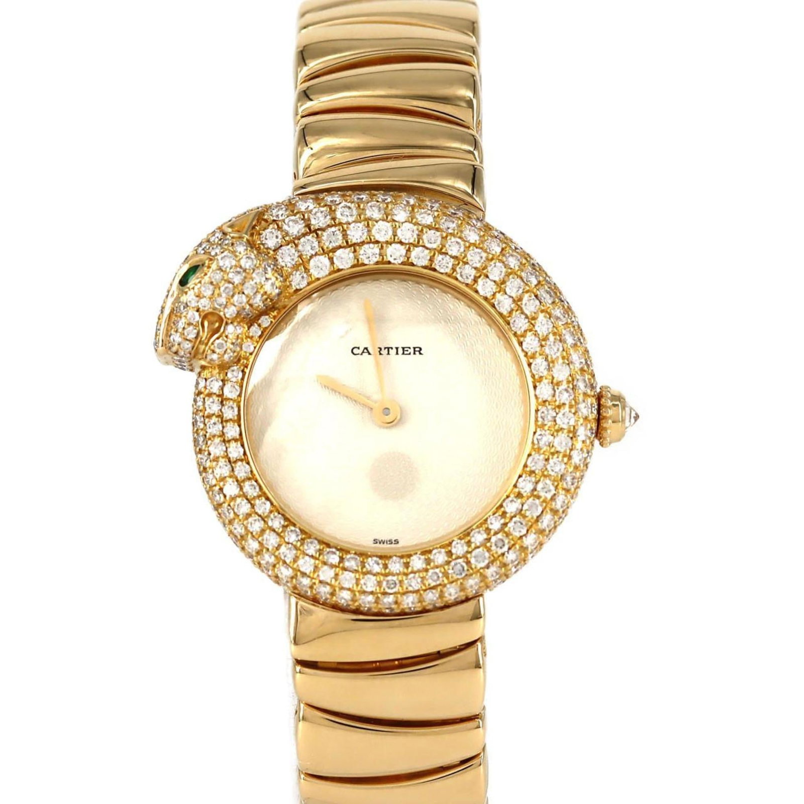 Cartier Wristwatch: Cartier Wristwatch Cartier wristwatch in yellow gold, featuring a silver dial and 28mm case diameter. This pre-owned timepiece boasts a classic design with subtle signs of wear, including minor