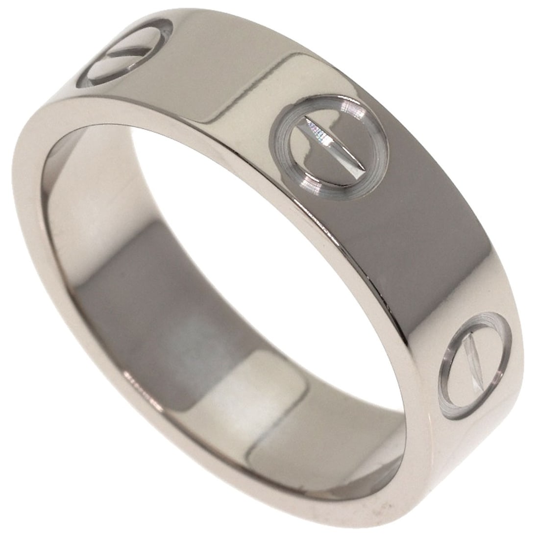 Cartier Love Ring #51 Ring K18 White Gold: Cartier Love Ring #51 Ring K18 White Gold Cartier Love Ring #51 features K18 White Gold construction, showcasing the purity and sophistication of silver metal. This ring boasts a classic design withou