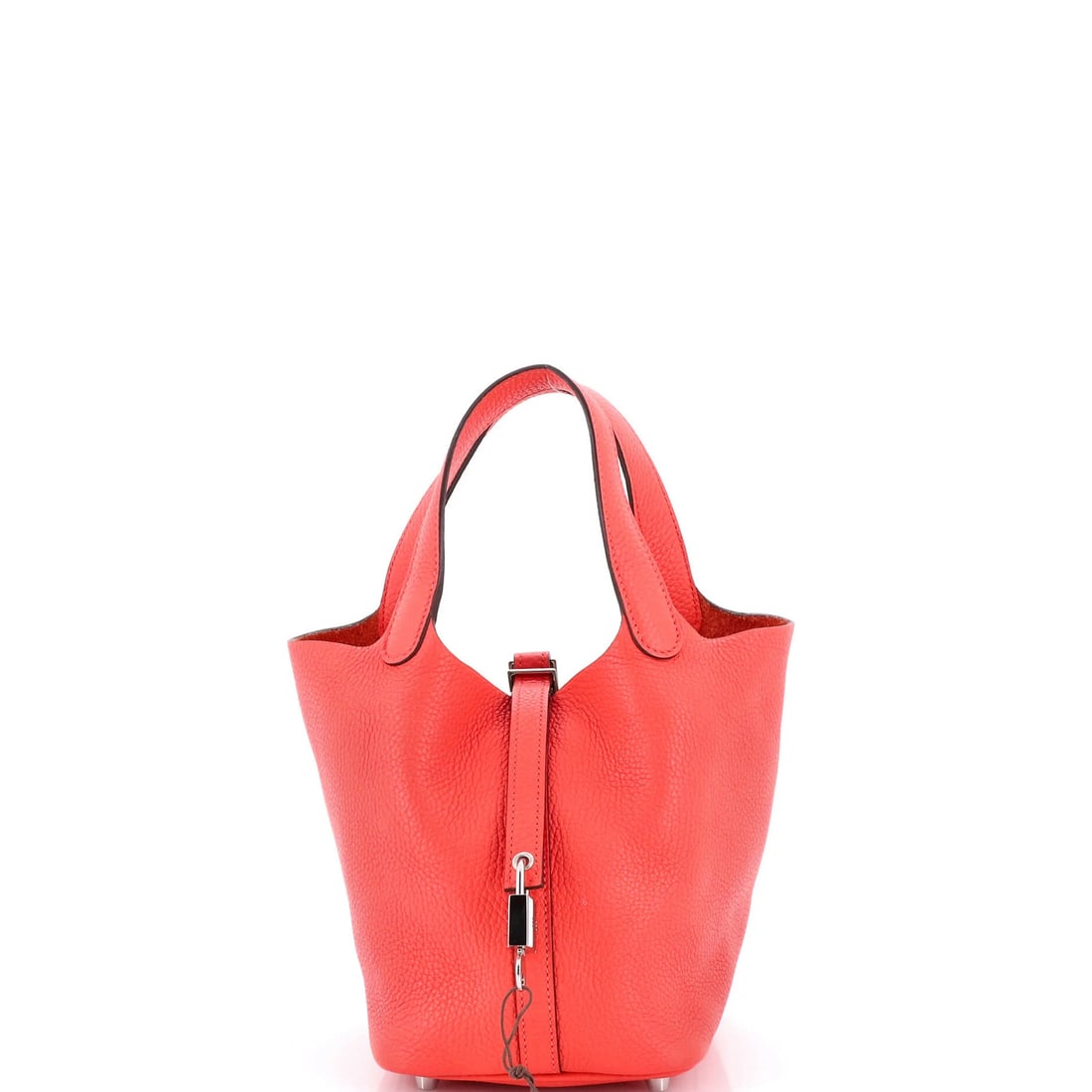 Hermes Picotin Lock Bag Clemence PM: Hermes Picotin Lock Bag Clemence PM The Hermes Picotin Lock Bag Clemence PM boasts sleek, red leather exterior with palladium hardware, showcasing the iconic brand's signature style. This stylish and 