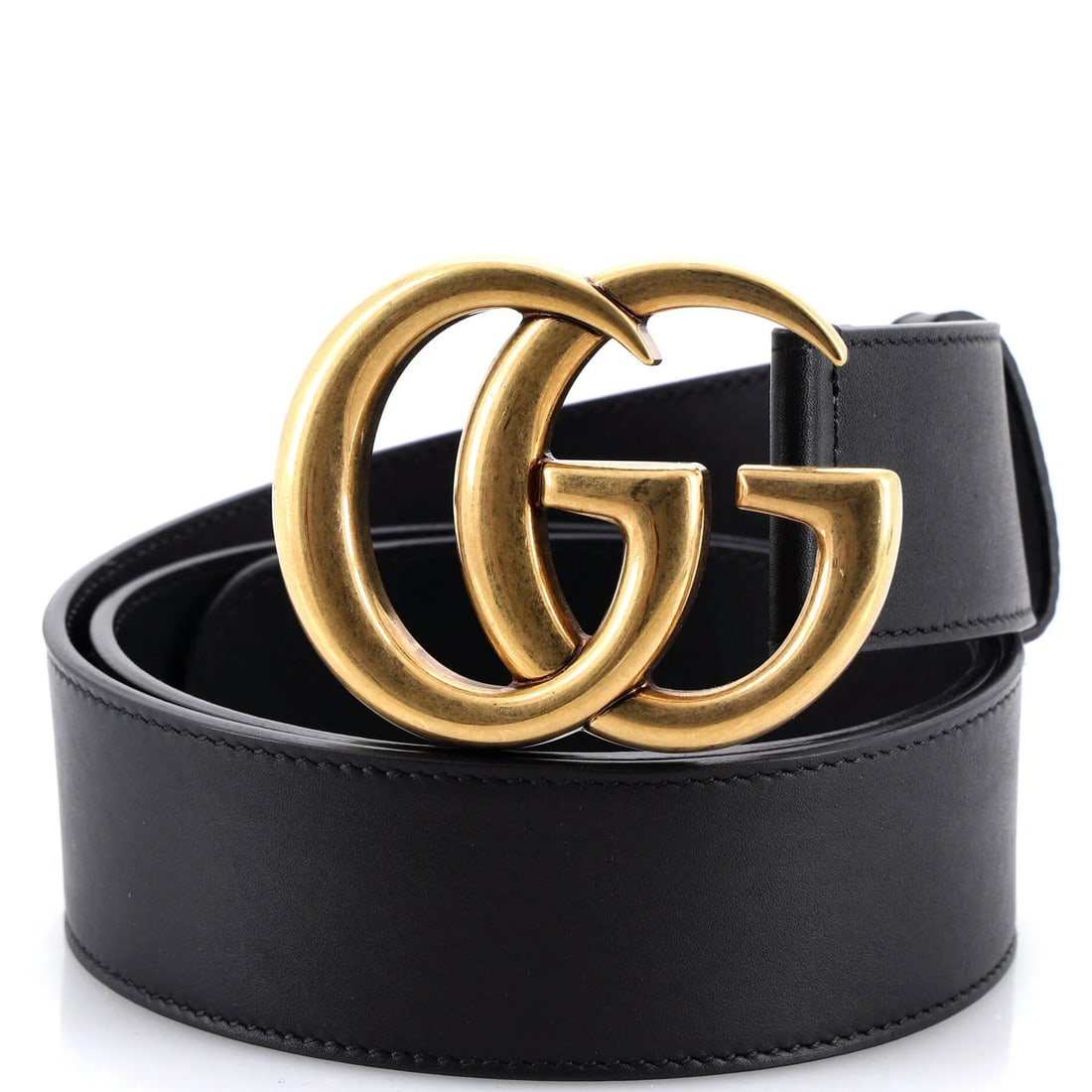 Gucci wide leather belt Marmont GG: Gucci wide leather belt Marmont GG Black Gucci Marmont GG wide leather belt with gold hardware, featuring a classic design and signature logo. The belt measures 32" in length and has a width of 1.5". 