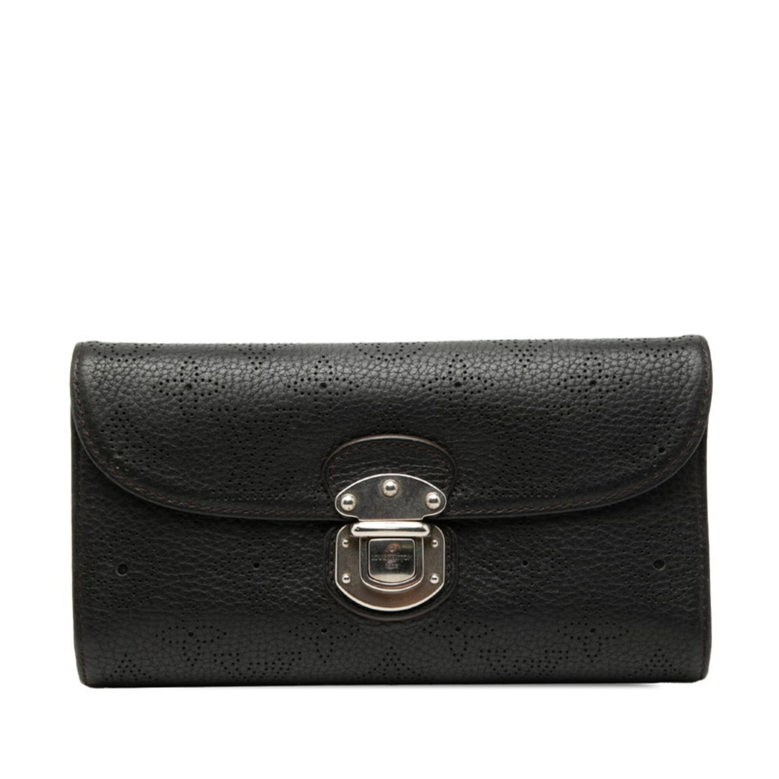Long Wallet Leather Bi Fold Louis Vuitton: Long Wallet Leather Bi Fold Louis Vuitton Black Long Wallet Leather Bi Fold Louis Vuitton, measuring 11cm x 19cm x 2.5cm, features a classic bi-fold design made from genuine leather. The item has trac