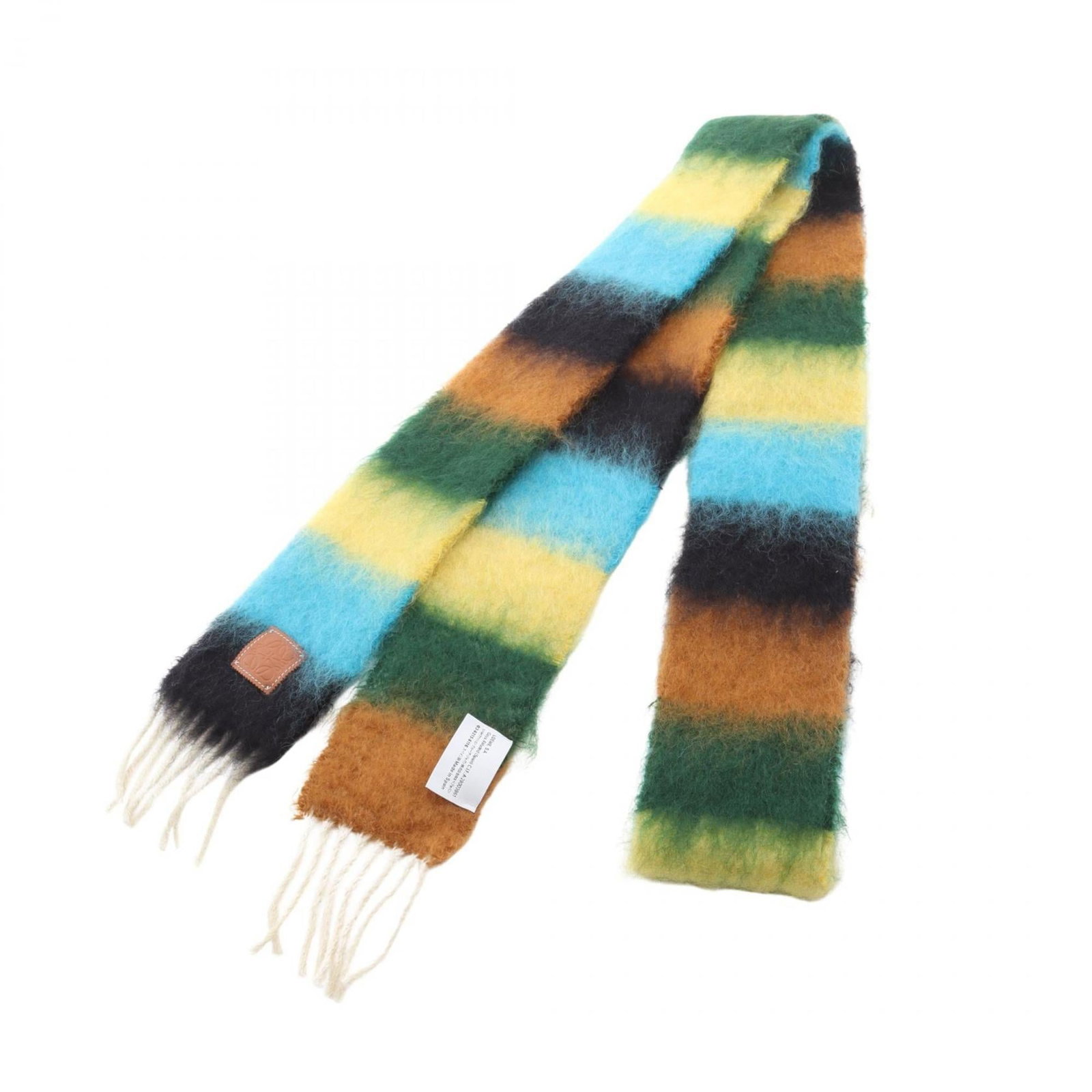 Stole Mohair Wool Loewe: Stole Mohair Wool Loewe Stole in rich, multi-colored wool and mohair fabric adds a touch of elegance to any outfit. With its unique blend of textures and subtle sheen, this stole bears the signature o