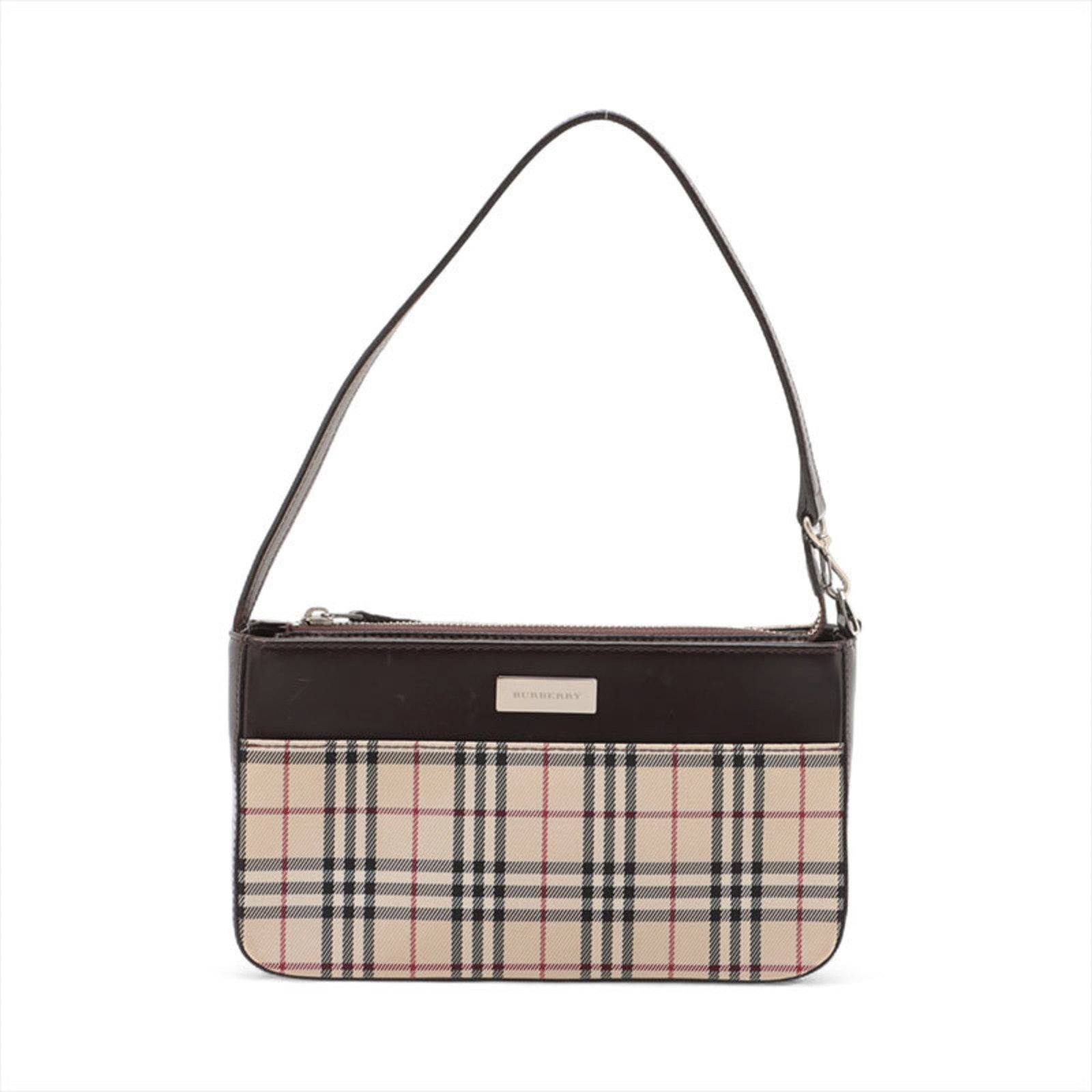 Shoulder Bag Canvas by Burberry: Shoulder Bag Canvas by Burberry Brown Canvas Shoulder Bag by Burberry, measuring 13.5cm x 24cm x 6.5cm, features a sturdy canvas material and adjustable strap drop of 21cm. The bag has been used but r