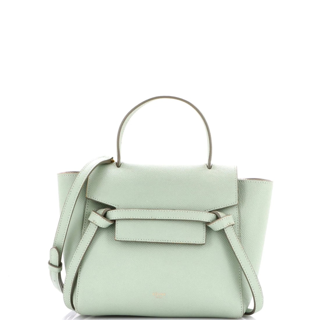 Pico Textured Leather Belt Bag: Pico Textured Leather Belt Bag The Pico Textured Leather Belt Bag boasts a striking green exterior with textured leather, adding depth and visual interest to its sleek design. Measuring 5.5" tall and