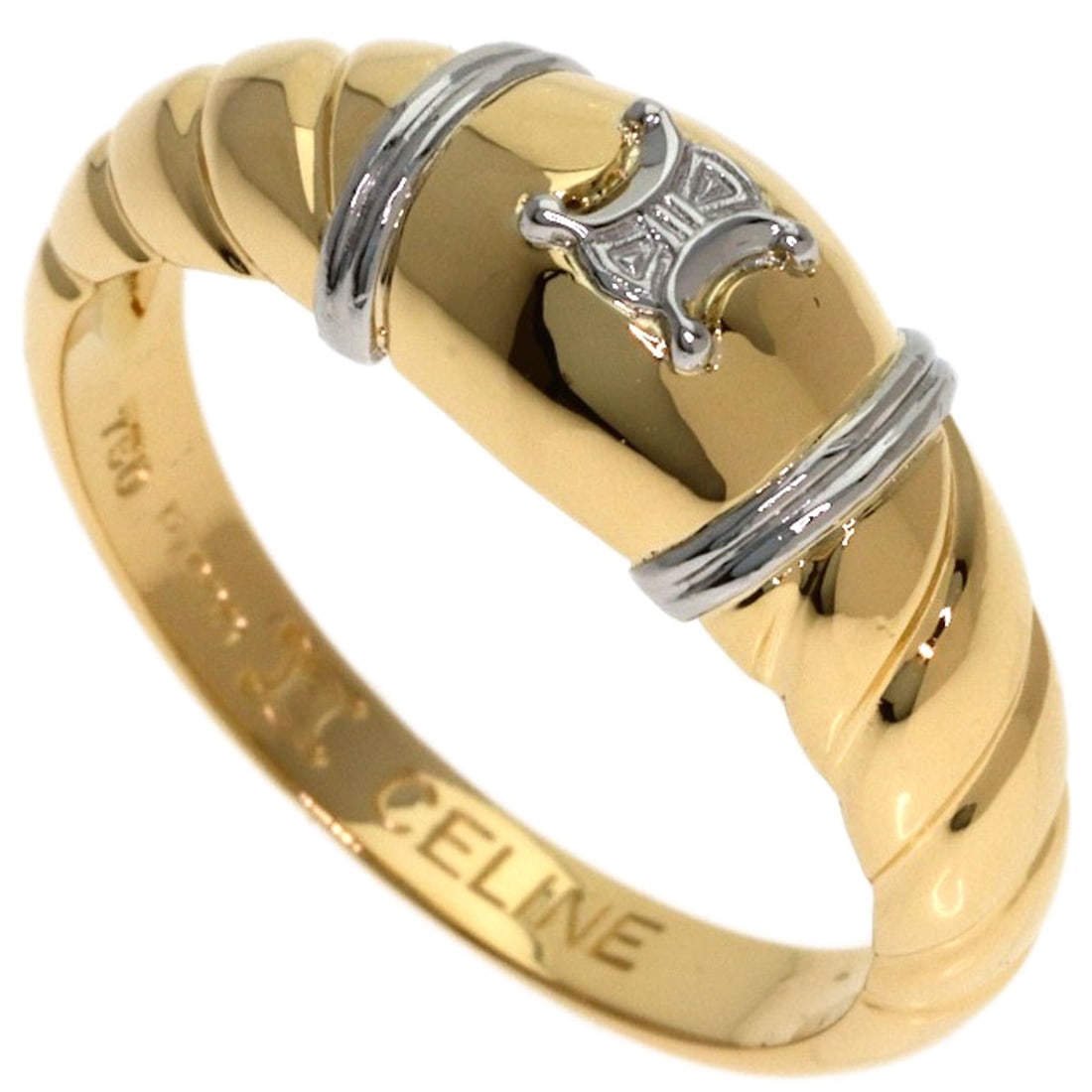 Celine Triomphe Ring Platinum Pt900 18K Pink Gold: Celine Triomphe Ring Platinum Pt900 18K Pink Gold Platinum PT900 18K Pink Gold Celine Triomphe Ring in Size 6.25(US) features a gold metal exterior with no main stone, making it a sleek and modern