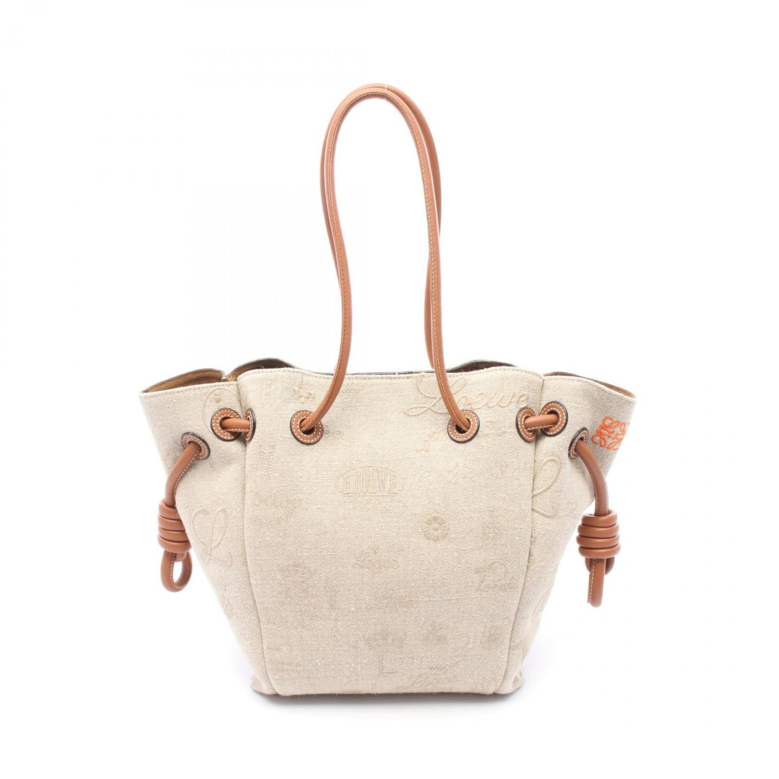 Loewe Handbag Tote Bag Canvas Leather: Loewe Handbag Tote Bag Canvas Leather Canvas and leather blend in this understated tote bag from Loewe, boasting a timeless beige and brown color palette. Measuring 27cm x 23cm x 9.5cm, it offers a