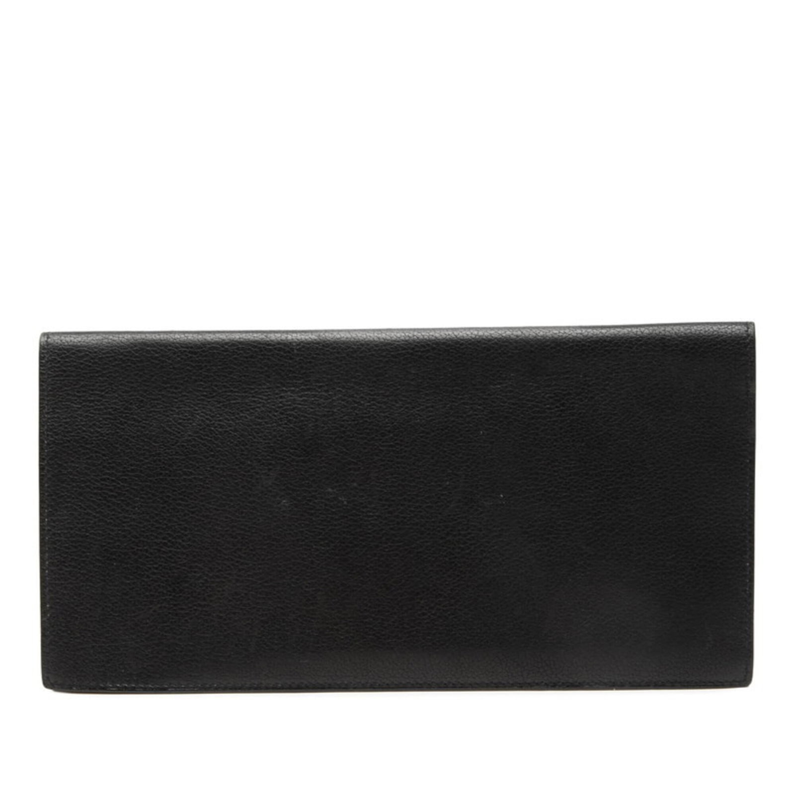Hermes Long Wallet (Bi-Fold) Leather: Hermes Long Wallet (Bi-Fold) Leather Black leather bi-fold wallet from Hermes, measuring 22cm x 11cm x 5.00mm, with traces of usage and minor scratches visible. This long wallet features a classic