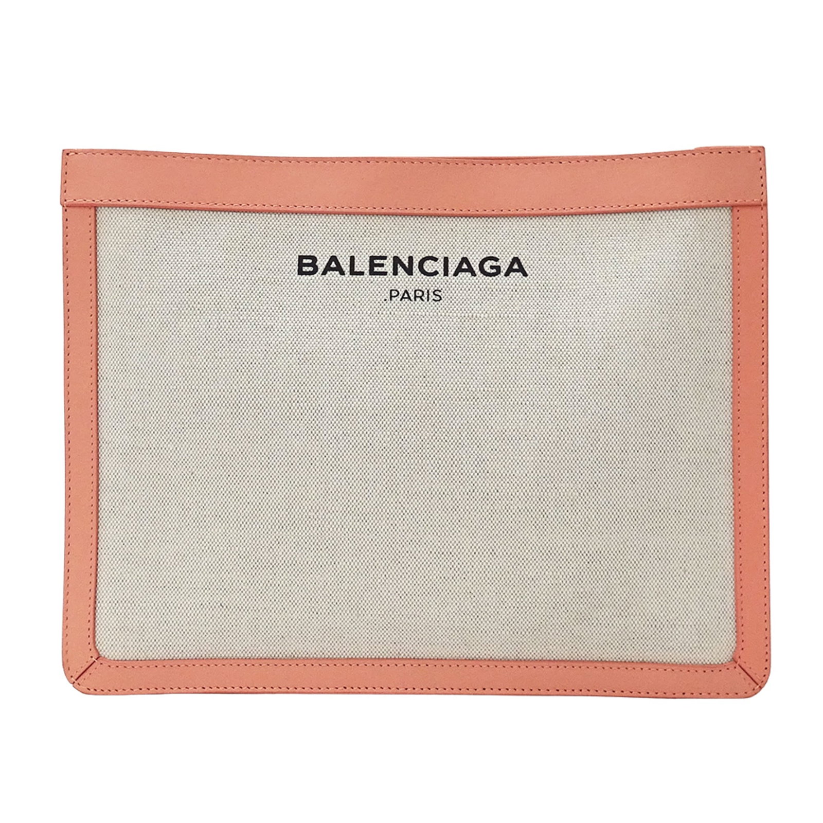 Canvas handbag bag clutch Balenciaga: Canvas handbag bag clutch Balenciaga Canvas handbag bag clutch from Balenciaga, available in pink and white. This used canvas clutch measures 24cm x 31cm x 7.5cm and features traces of usage with