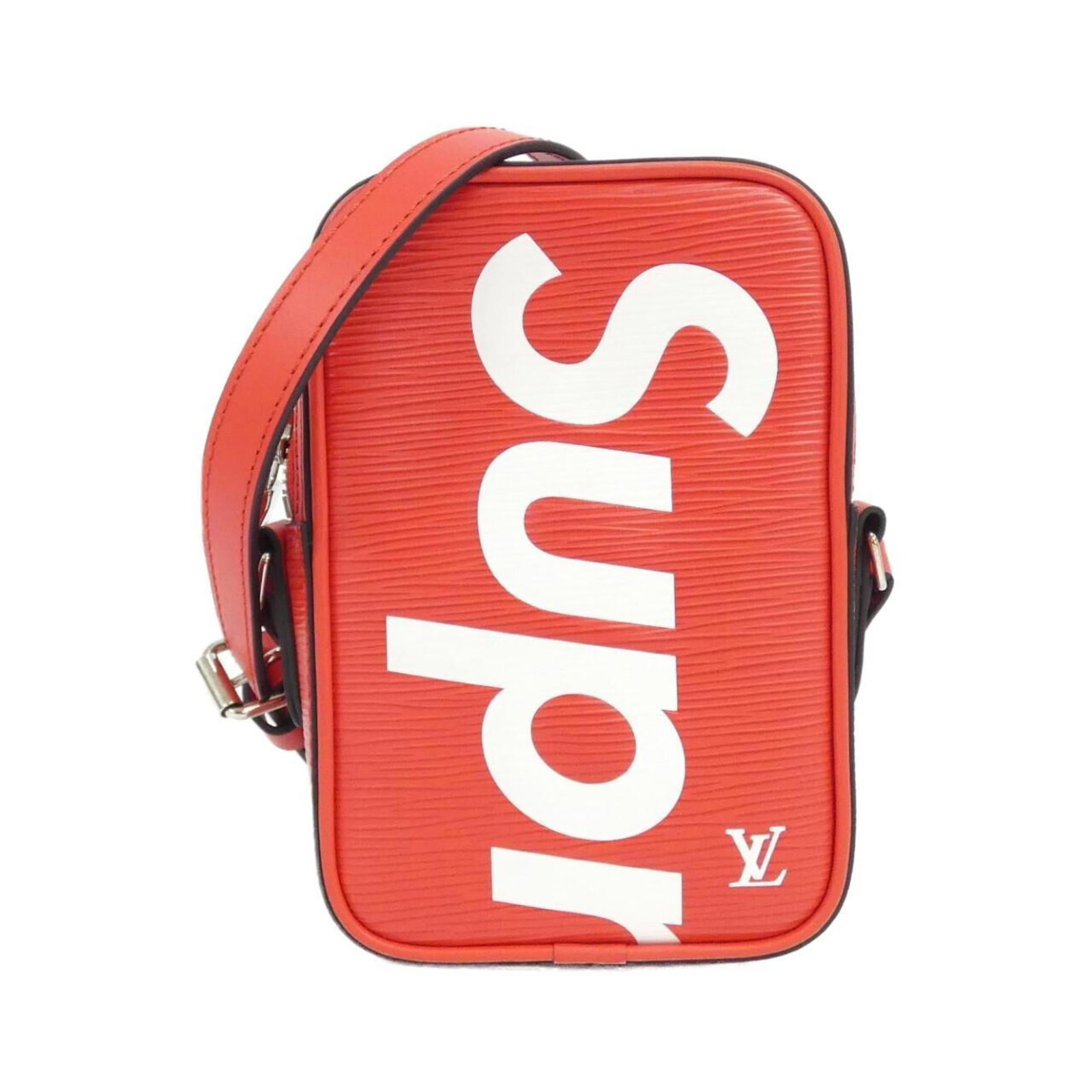 Shoulder Bag Leather Vuitton Louis: Shoulder Bag Leather Vuitton Louis This Louis Vuitton shoulder bag features high-quality leather, specifically made from calfskin, in the classic Rouge color. With its timeless design and durable cons