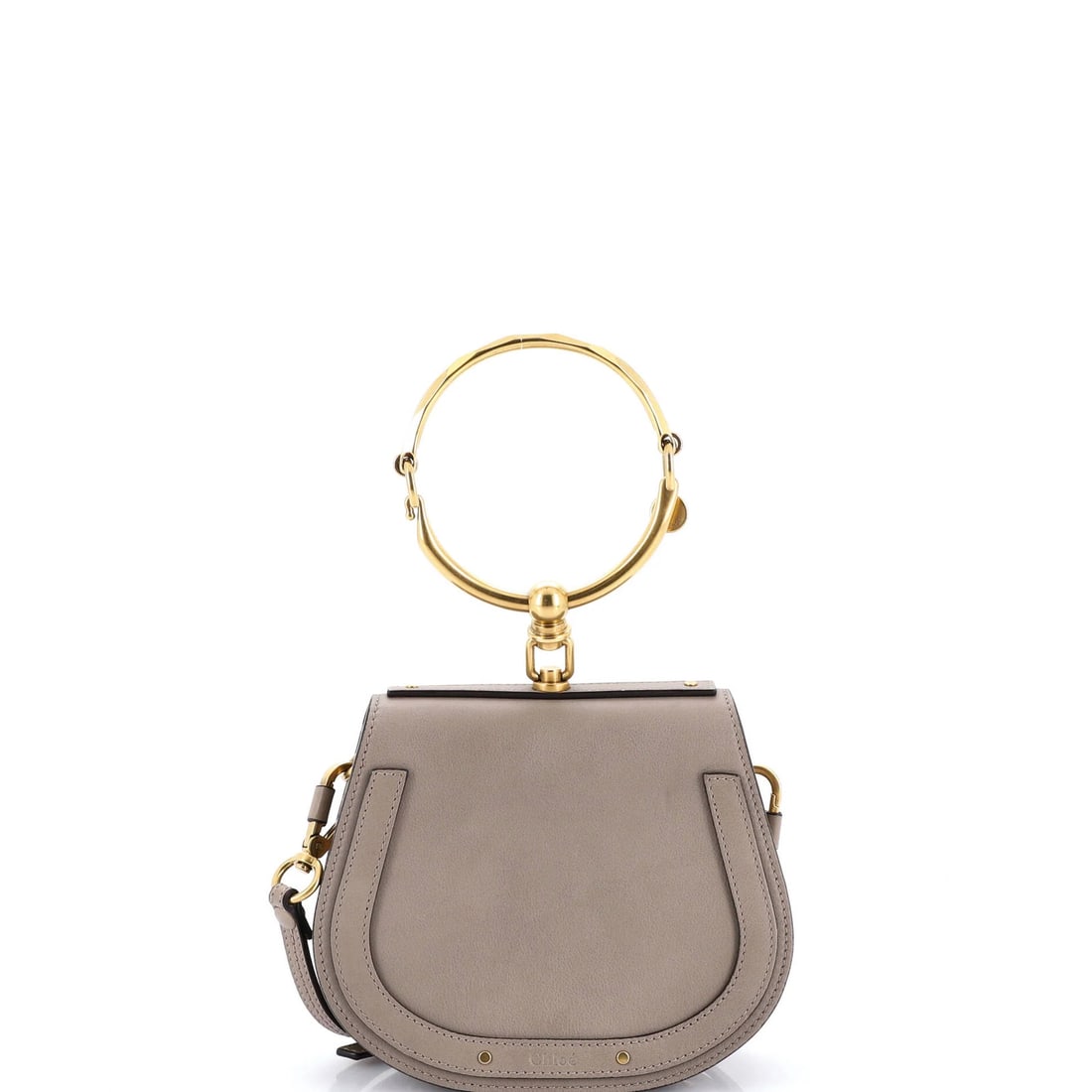 Chloe Nile Crossbody Bag Leather Small: Chloe Nile Crossbody Bag Leather Small Small, neutral-colored Chloe Nile Crossbody Bag with suede interior and aged gold hardware. The bag features a classic cross-body design with a small size and