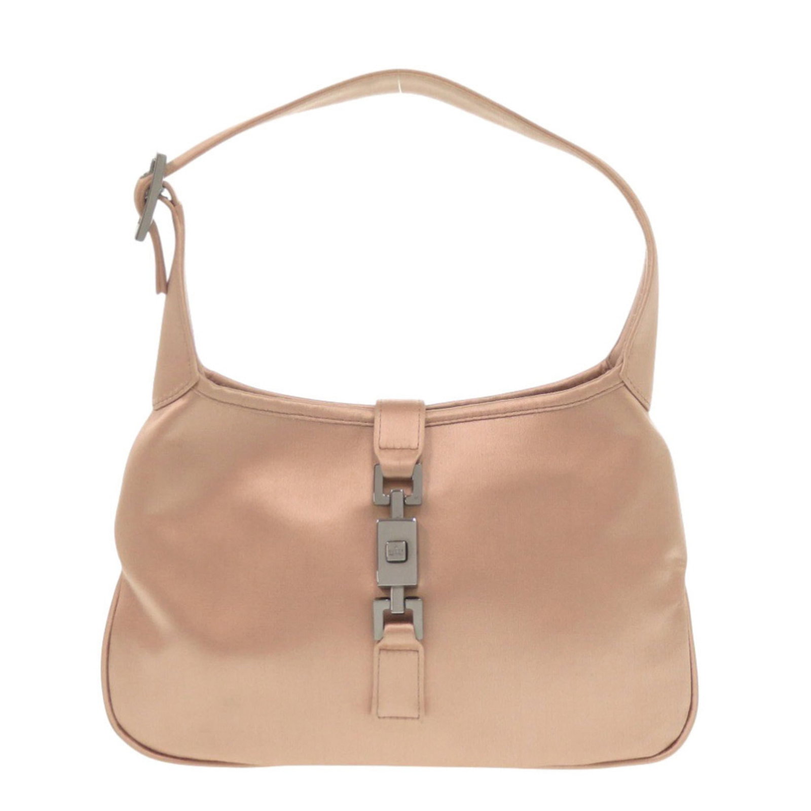 Handbag Gucci Satin: Handbag Gucci Satin Satin pink Gucci handbag with a classic design, featuring a signature satin finish. Measuring 14cm x 21.5cm x 3.5cm, it has been used and shows traces of usage, including scratches