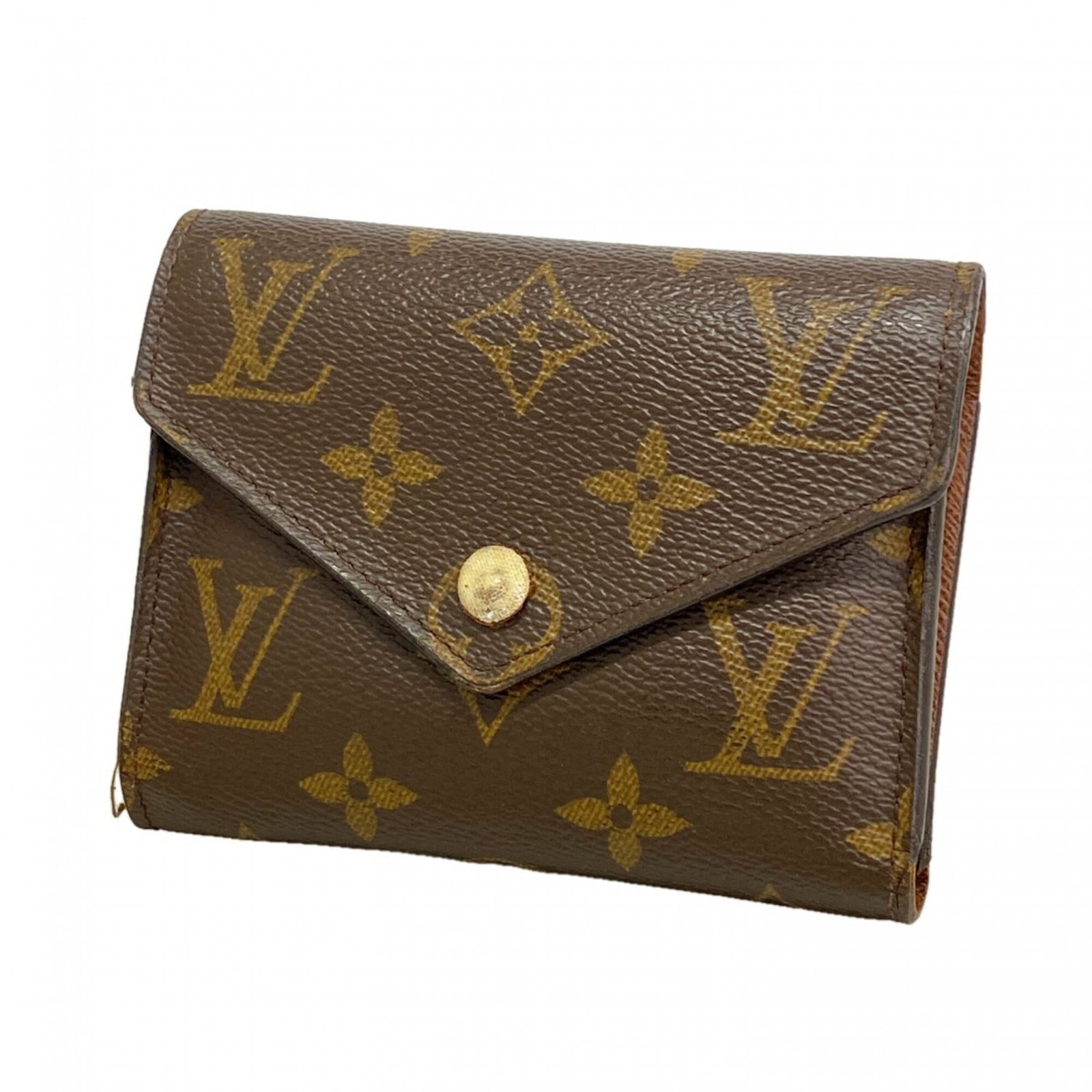 Louis Vuitton Tri Fold Wallet: Louis Vuitton Tri Fold Wallet Used Louis Vuitton Tri Fold Wallet in brown, with traces of usage and minor scratches. This classic wallet features the iconic tri-fold design, measuring 9cm x 12cm x 1.5