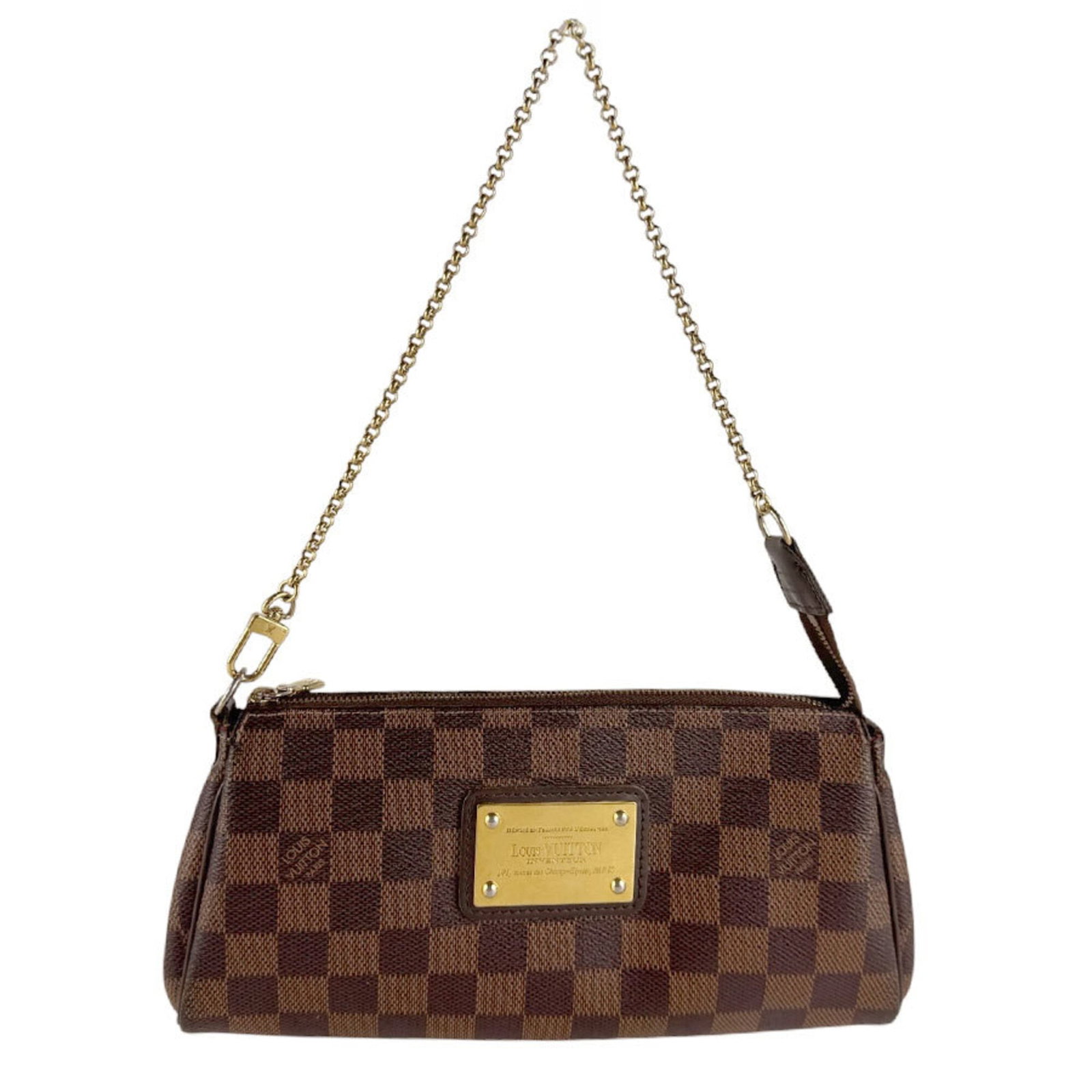 Canvas Damier Louis Vuitton Shoulder Handbag: Canvas Damier Louis Vuitton Shoulder Handbag Damier Canvas Louis Vuitton Shoulder Handbag for sale, featuring the iconic Damier pattern in good condition. The bag shows traces of usage and minor scrat