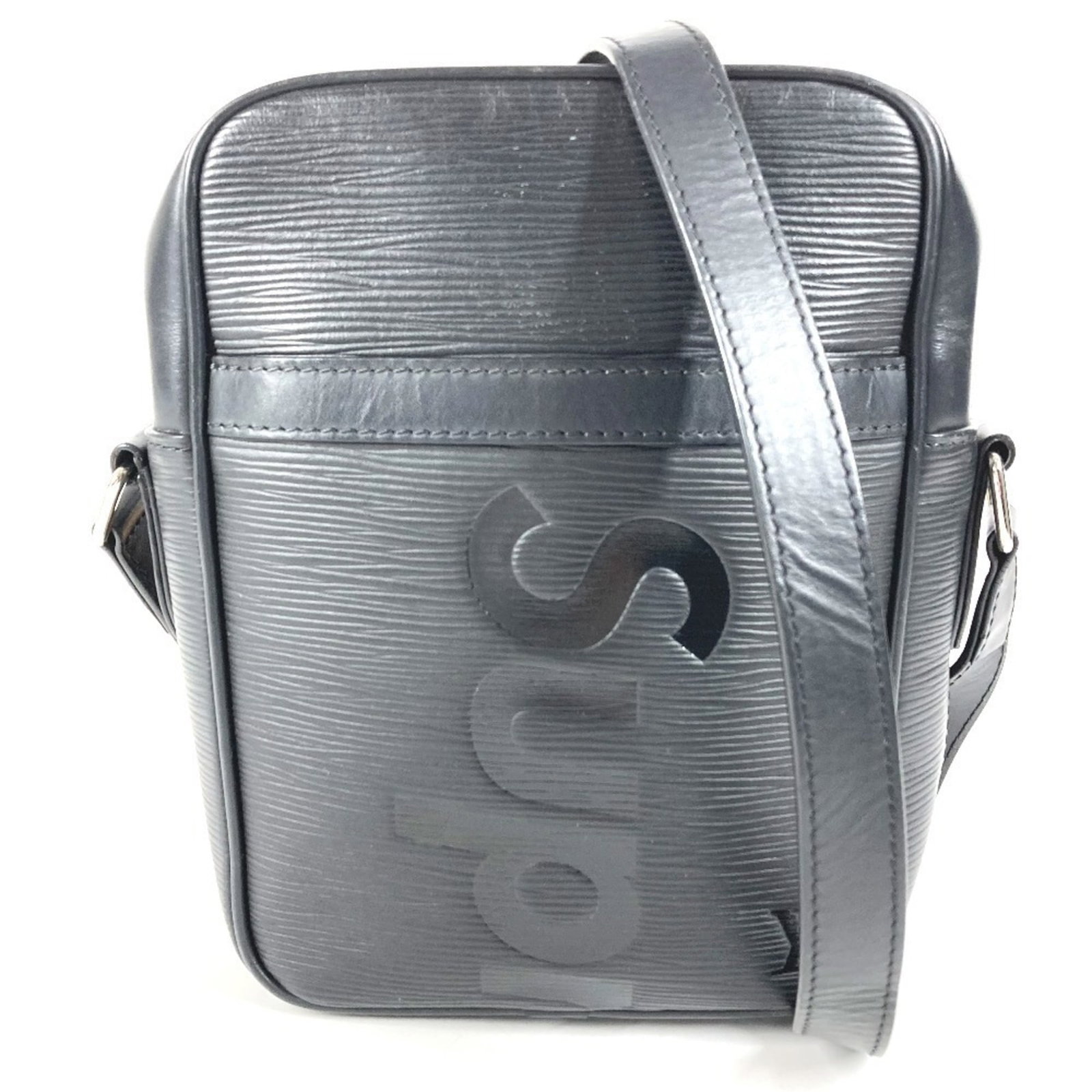 Vuitton Shoulder Bag Epi Leather by Louis: Vuitton Shoulder Bag Epi Leather by Louis Epi Leather shoulder bag by Louis Vuitton, featuring the iconic monogram pattern in black. This stylish and timeless piece boasts a classic design with clean
