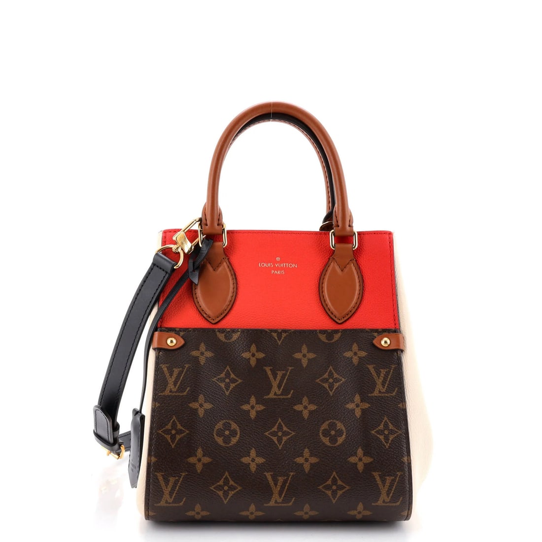 Louis Vuitton Fold Tote Monogram Canvas Leather PM: Louis Vuitton Fold Tote Monogram Canvas Leather PM Red Louis Vuitton Fold Tote Monogram Canvas Leather PM, featuring a classic top handle design and bold monogram pattern. With its spacious interior