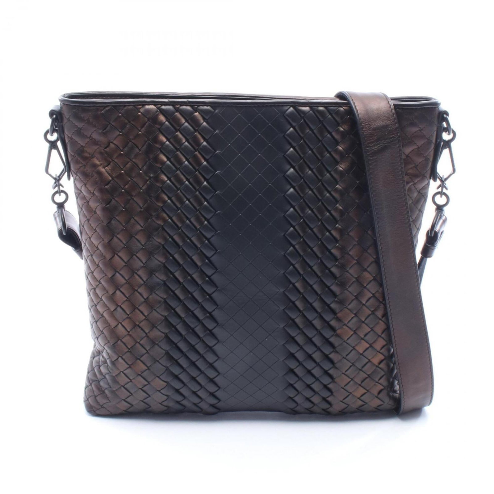 Bottega Veneta Handbag Shoulder Bag Intrecciato: Bottega Veneta Handbag Shoulder Bag Intrecciato Bottega Veneta's iconic Intrecciato design is showcased in this sleek shoulder bag, featuring a timeless black and brown color combination. With its
