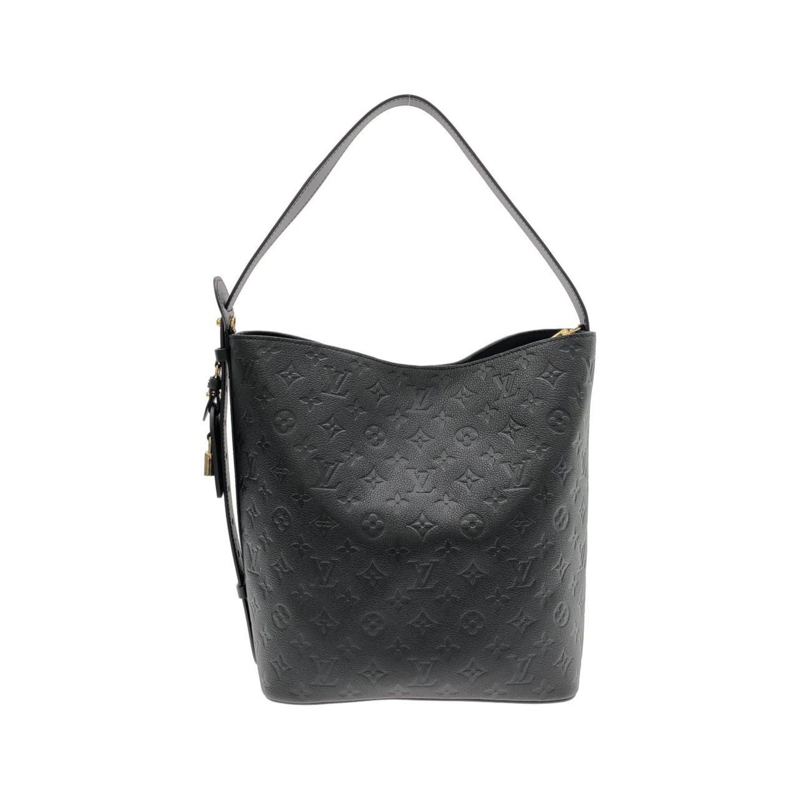 Louis Vuitton Shoulder Bag Monogram Empreinte: Louis Vuitton Shoulder Bag Monogram Empreinte Monogram Empreinte pattern adds a touch of timeless elegance to this black Louis Vuitton shoulder bag, featuring the iconic LV logo. The bag's durable des