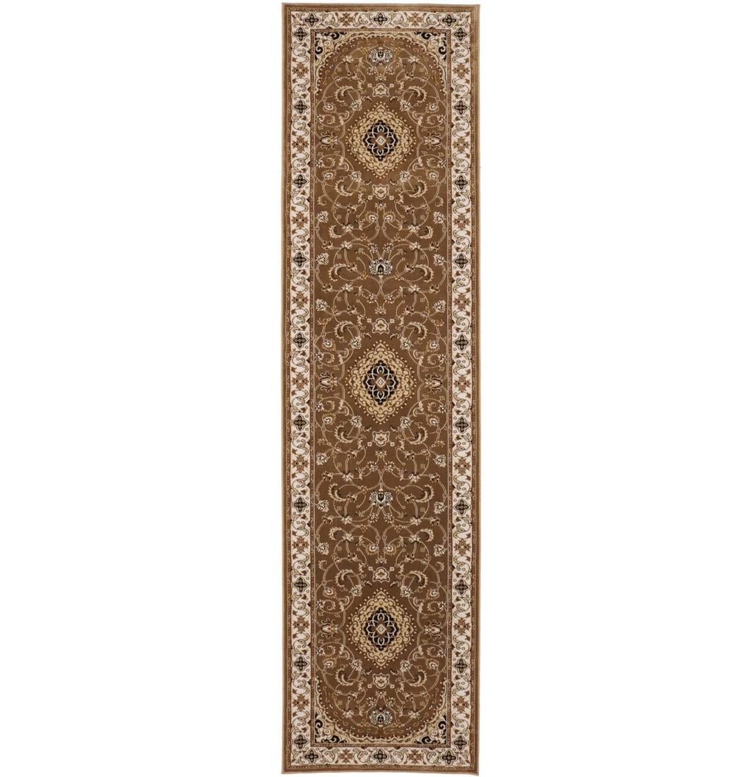 3X11 Vintage Style Brown Floral Machine-Made Runner Rug Hallway Carpet 2'7X10'6 (1 of 17)