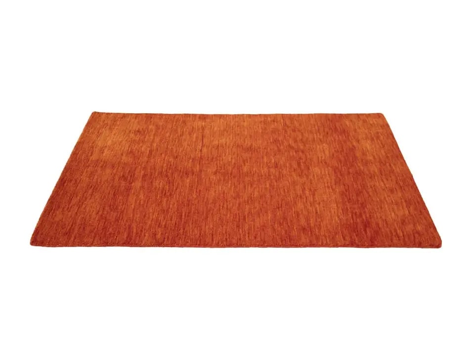 Hand Loomed Solid Design Orange Red 3x5 Gabbeh Wool Carpet - 6