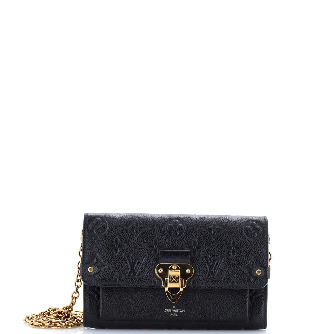 Louis Vuitton Vavin Chain Wallet Monogram Empreinte Leather: Louis Vuitton Vavin Chain Wallet Monogram Empreinte Leather Black Louis Vuitton Vavin Chain Wallet Monogram Empreinte Leather features a sleek, all-black design with gold hardware. The exterior shows