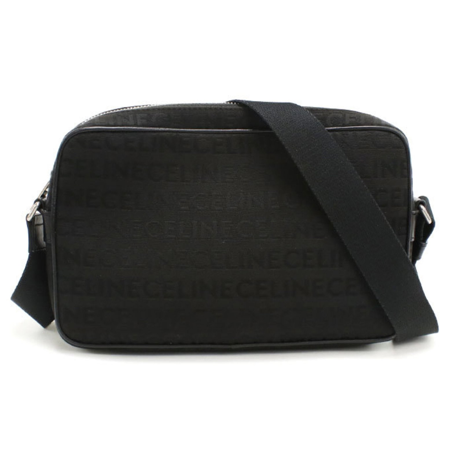 Shoulder Bag Canvas Celine: Shoulder Bag Canvas Celine Black Canvas Celine Shoulder Bag with Silver Hardware, featuring a classic messenger design and durable canvas material. Measuring 15cm x 23cm x 4.5cm, this shoulder bag has
