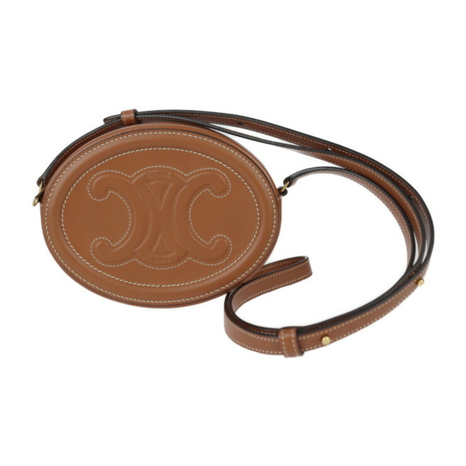 Celine Pochette Leather Pouch Bag Shoulder: Celine Pochette Leather Pouch Bag Shoulder Calfskin leather construction provides durability and sophistication to this classic Celine Pochette design. The brown color adds a timeless touch, while