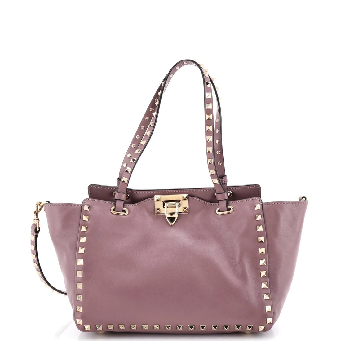 Valentino Garavani Rockstud Tote Soft Leather Small: Valentino Garavani Rockstud Tote Soft Leather Small Valentino Garavani Rockstud Tote Soft Leather Small, in rich purple exterior, boasts a timeless design with intricate details. The soft leather exte