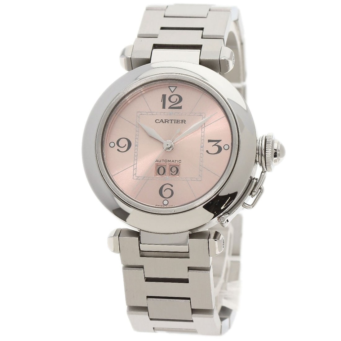 Cartier Pasha C Big Date Watches W31058M7 Stainless Steel/ Stainless Steel: Cartier Pasha C Big Date Watches W31058M7 Stainless Steel/ Stainless Steel Stainless steel and silver accents come together in the Cartier Pasha C Big Date Watch, featuring an analog display with a me