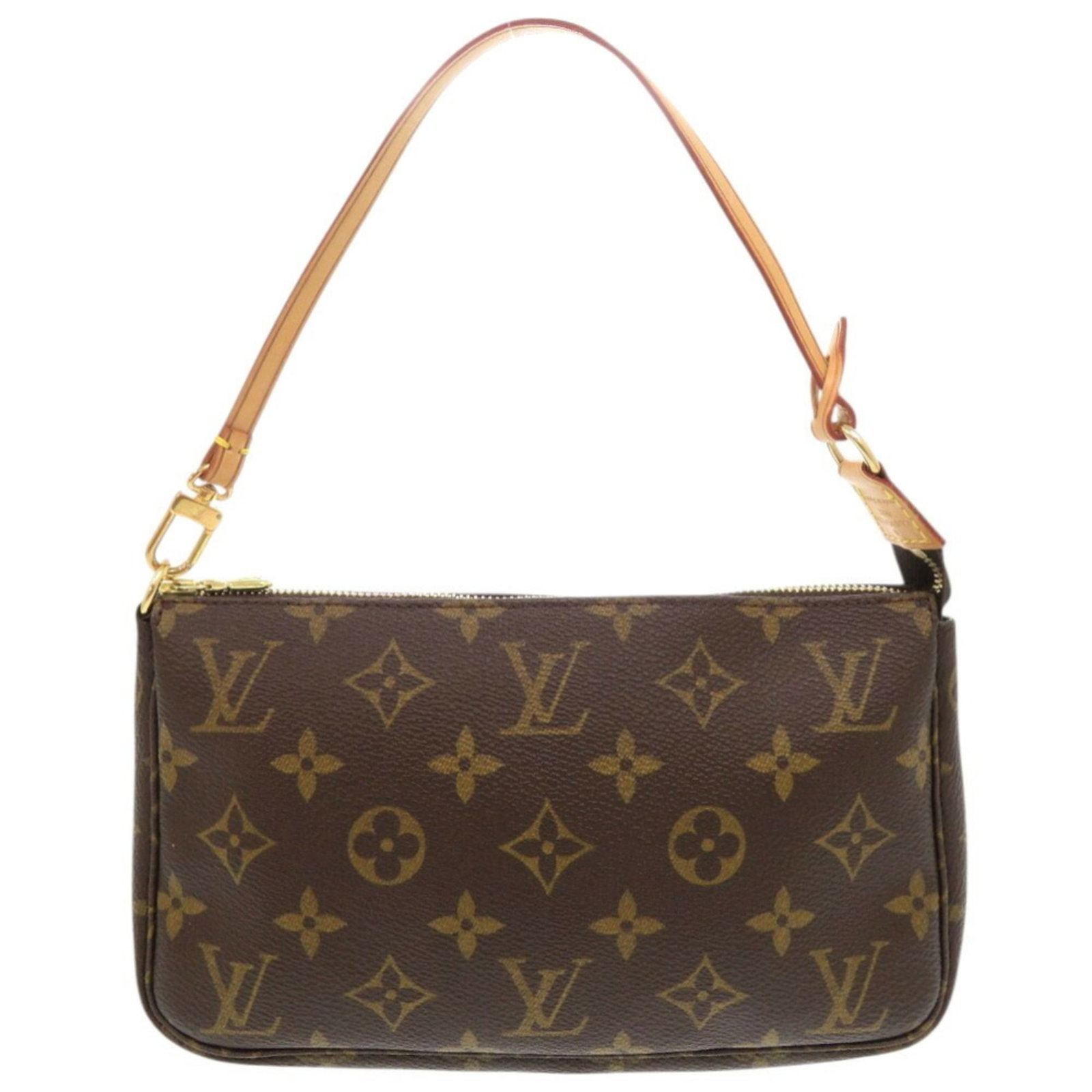 Pochette pouch by Louis Vuitton monogram: Pochette pouch by Louis Vuitton monogram Brown Louis Vuitton monogram Pochette pouch with a classic design, featuring the iconic LV pattern. This used item has some minor signs of wear and tear,