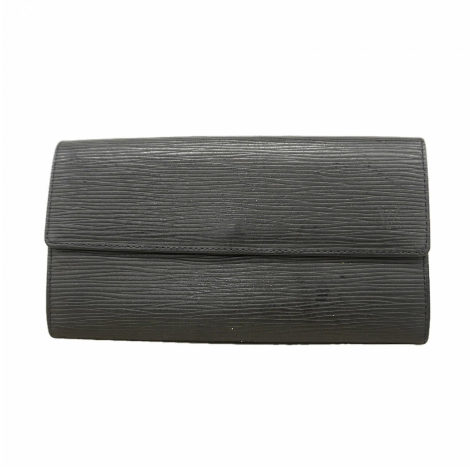 Louis Vuitton Bi Fold Wallet: Louis Vuitton Bi Fold Wallet Used Louis Vuitton Bi Fold Wallet in Noir, featuring the iconic monogram pattern. This long wallet has a size of 10.5cm x 19cm x 1.5cm and shows signs of usage with minor 