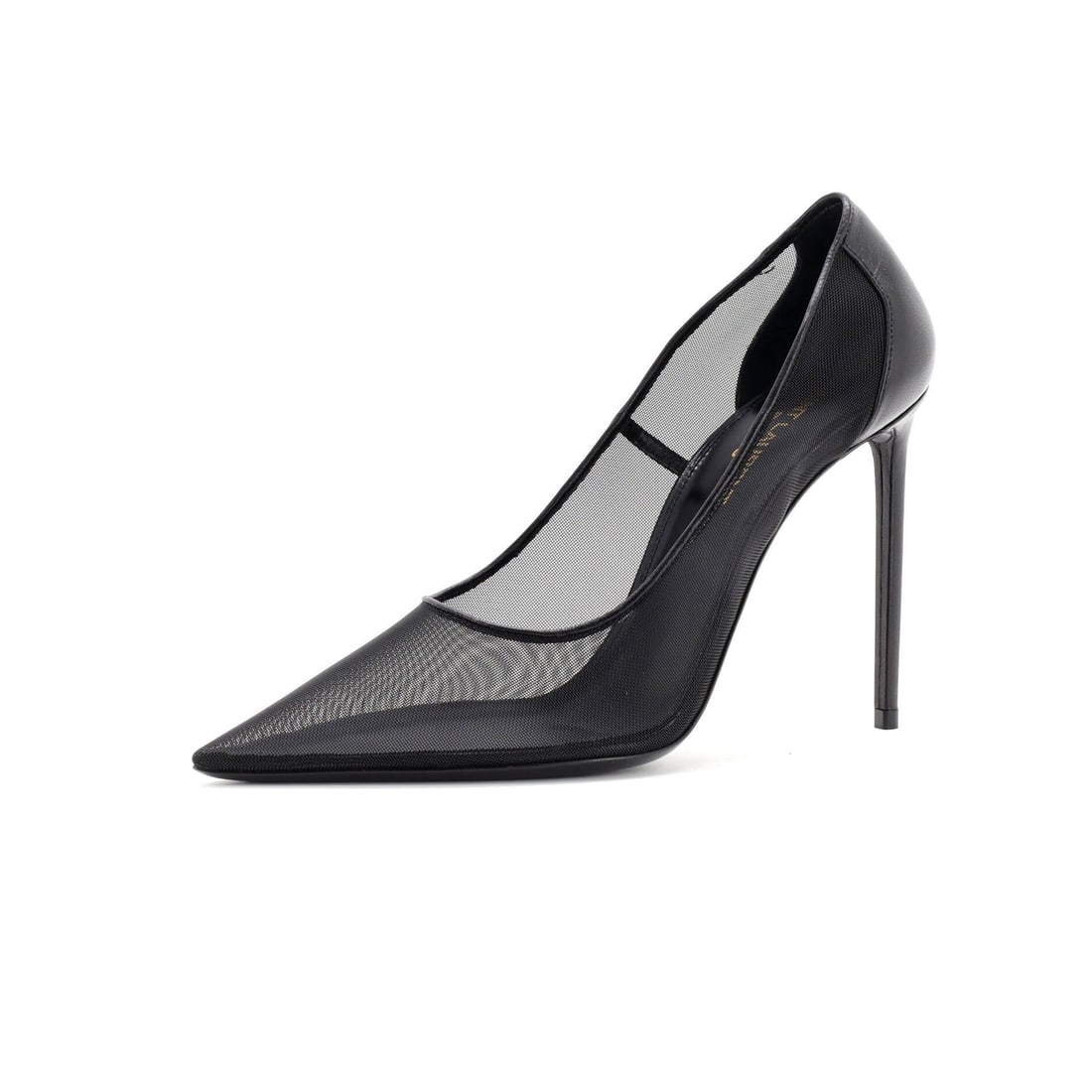 Saint Laurent Women's Anja Pumps Mesh and Leather: Saint Laurent Women's Anja Pumps Mesh and Leather Black Saint Laurent Anja Pumps with mesh and leather upper, featuring a sleek design. Minor creasing and scuffs throughout, light marks on outer