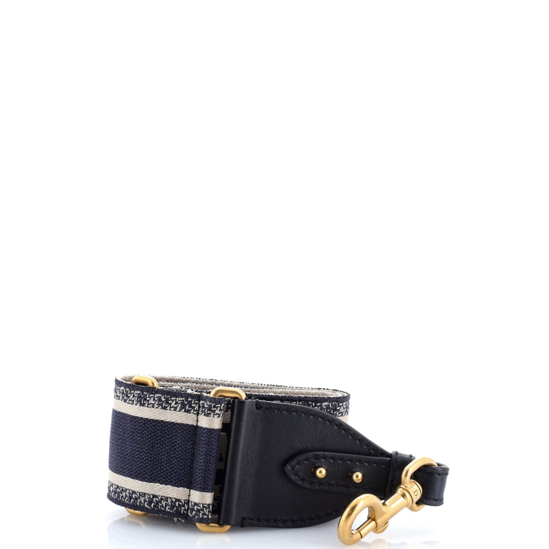 Christian Dior Logo Shoulder Canvas Strap Embroidered: Christian Dior Logo Shoulder Canvas Strap Embroidered Blue canvas shoulder bag with embroidered logo strap, featuring plain leather accents and aged gold hardware. The bag boasts a timeless design