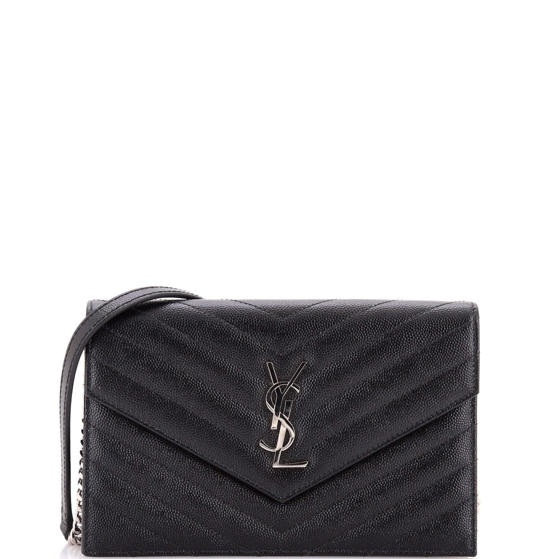 Matelasse Chevron Monogram Chain Leather Small Wallet Saint Laurent Classic: Matelasse Chevron Monogram Chain Leather Small Wallet Saint Laurent Classic Small, sleek, and stylish, this Saint Laurent Classic Matelasse Chevron Monogram Chain Leather Small Wallet on Chain