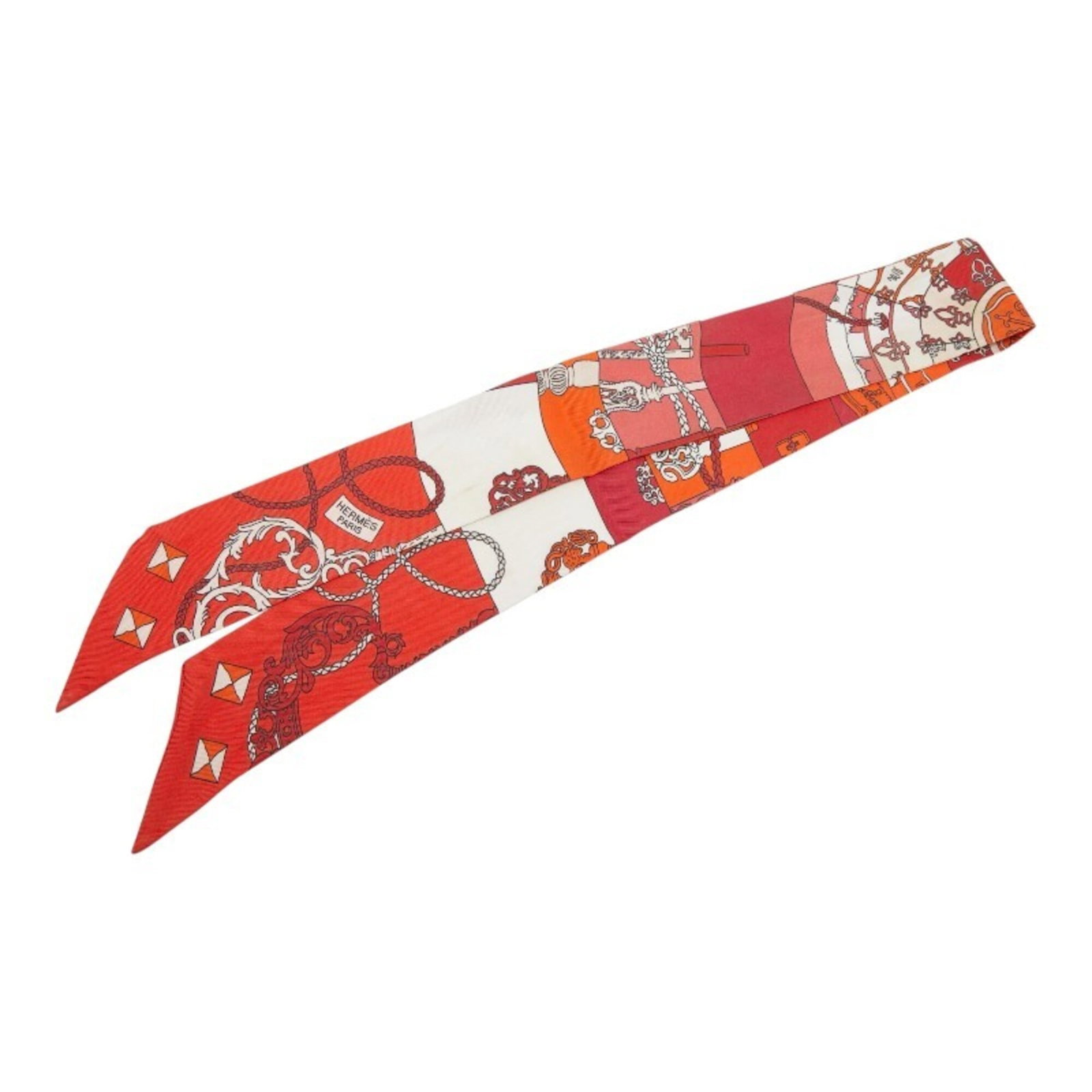 Hermes Scarf: Hermes Scarf Used Hermes Scarf with Multi-Color and Red hues, measuring 5cm x 85cm. The scarf bears traces of usage, scratches, and dirt, but remains in good condition overall. Its multi-colored